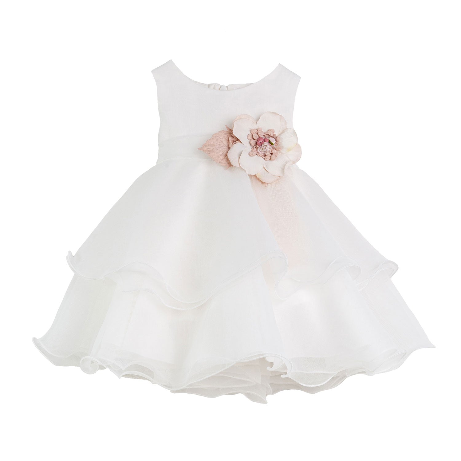 MINI ABITO IN TULLE BIANCO CON FIORE ROSA CIPRIA - annameglio.com abbigliamento moda