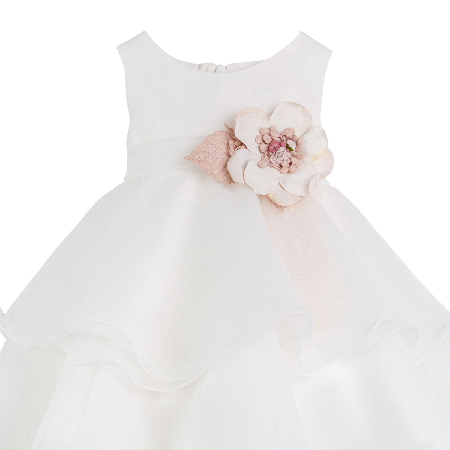 MINI ABITO IN TULLE BIANCO CON FIORE ROSA CIPRIA - annameglio.com abbigliamento moda