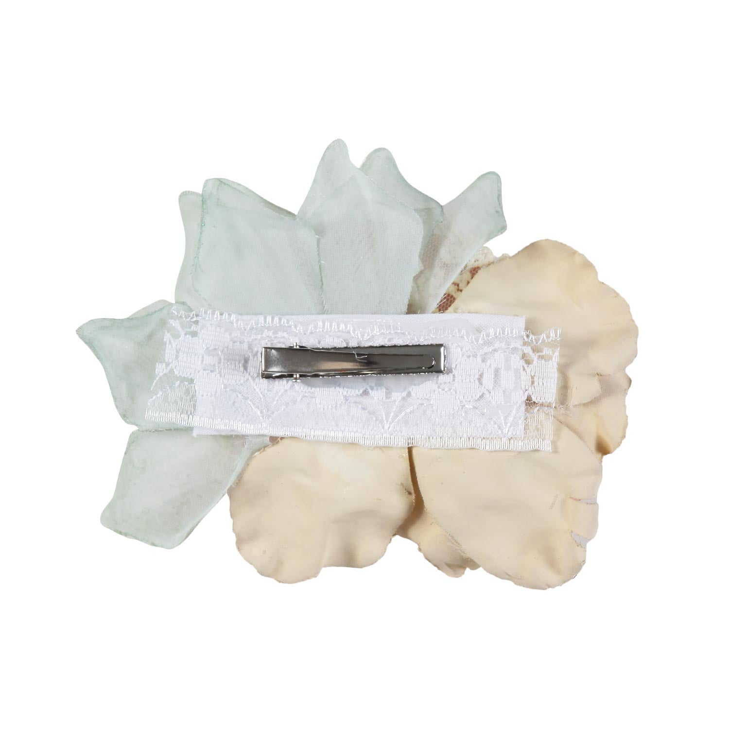 FERMAGLIO CON FIORI PASTELLO VERDE ACQUA E ROSA - annameglio.com abbigliamento moda