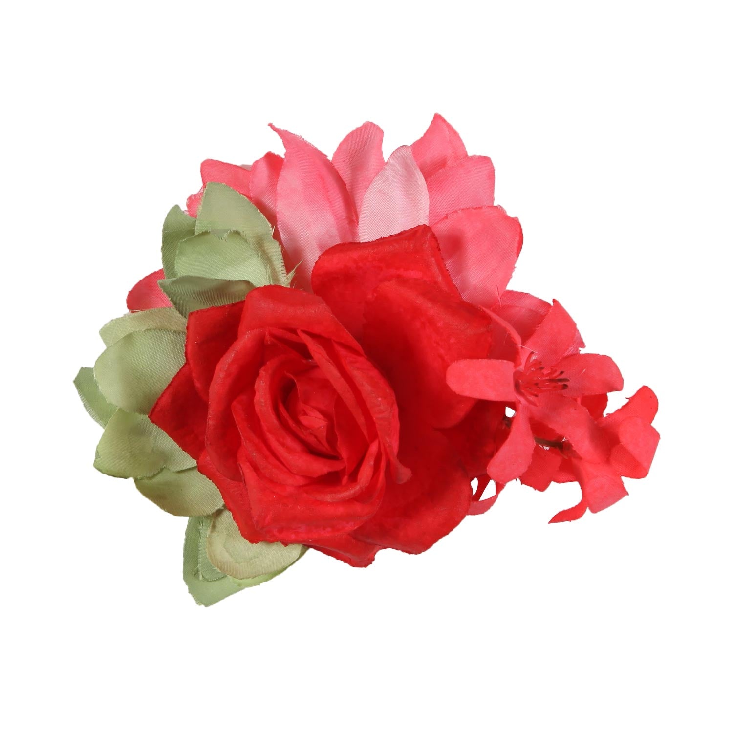 FERMAGLIO FLOREALE ROSSO E VERDE CHIARO - annameglio.com abbigliamento moda