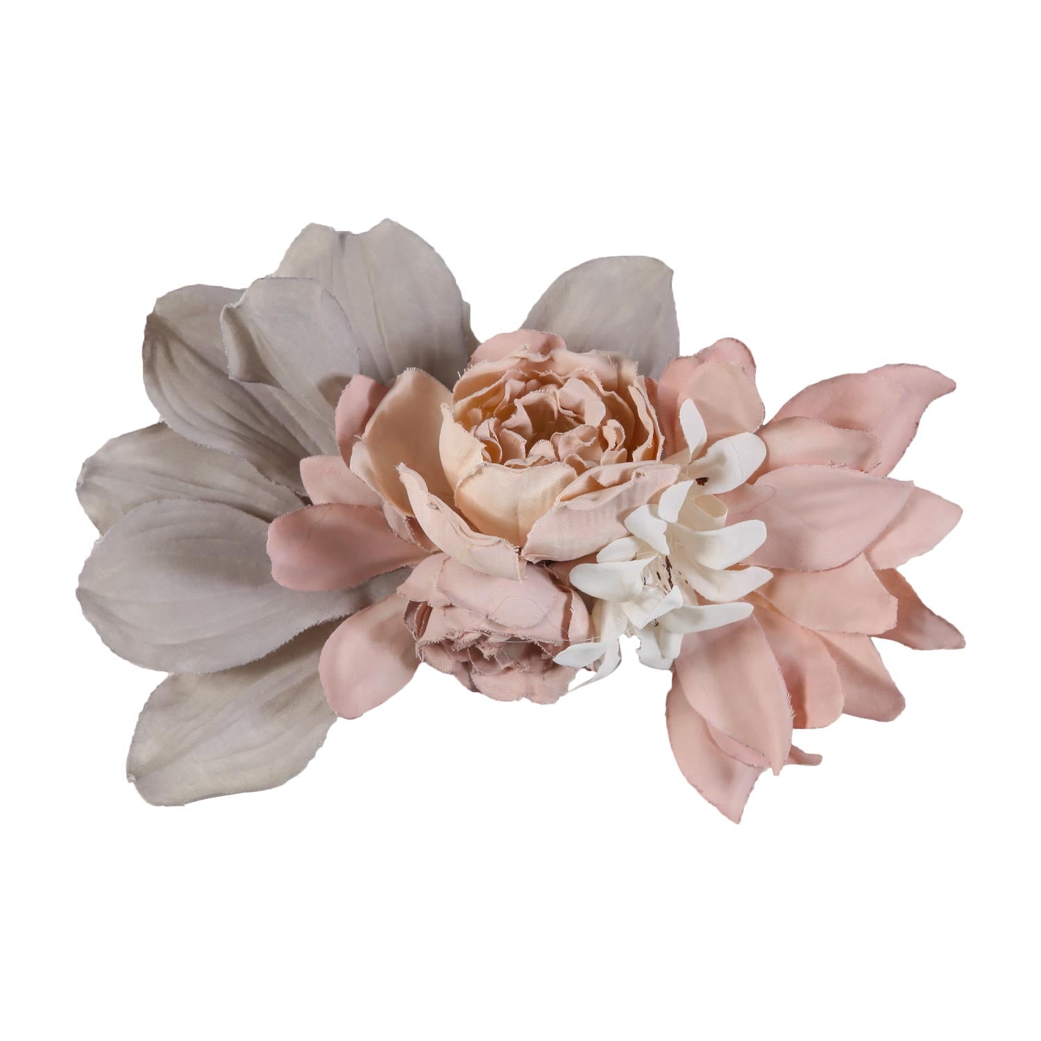 FERMAGLIO CON FIORI PASTELLO MALVA E GRIGIO - annameglio.com abbigliamento moda