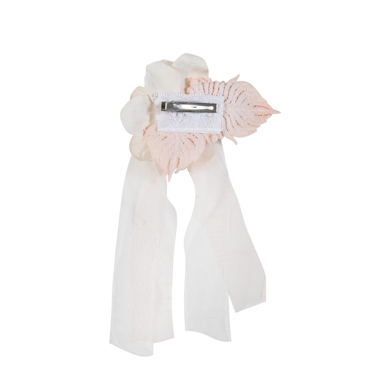 FERMAGLIO BIANCO SPORCO E ROSA PALLIDO CON FIORE - annameglio.com abbigliamento moda