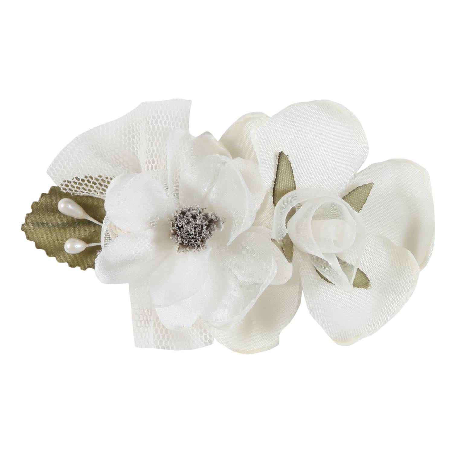 FERMAGLIO CON FIORI BIANCO LATTE BAMBINA E TEEN - annameglio.com abbigliamento moda