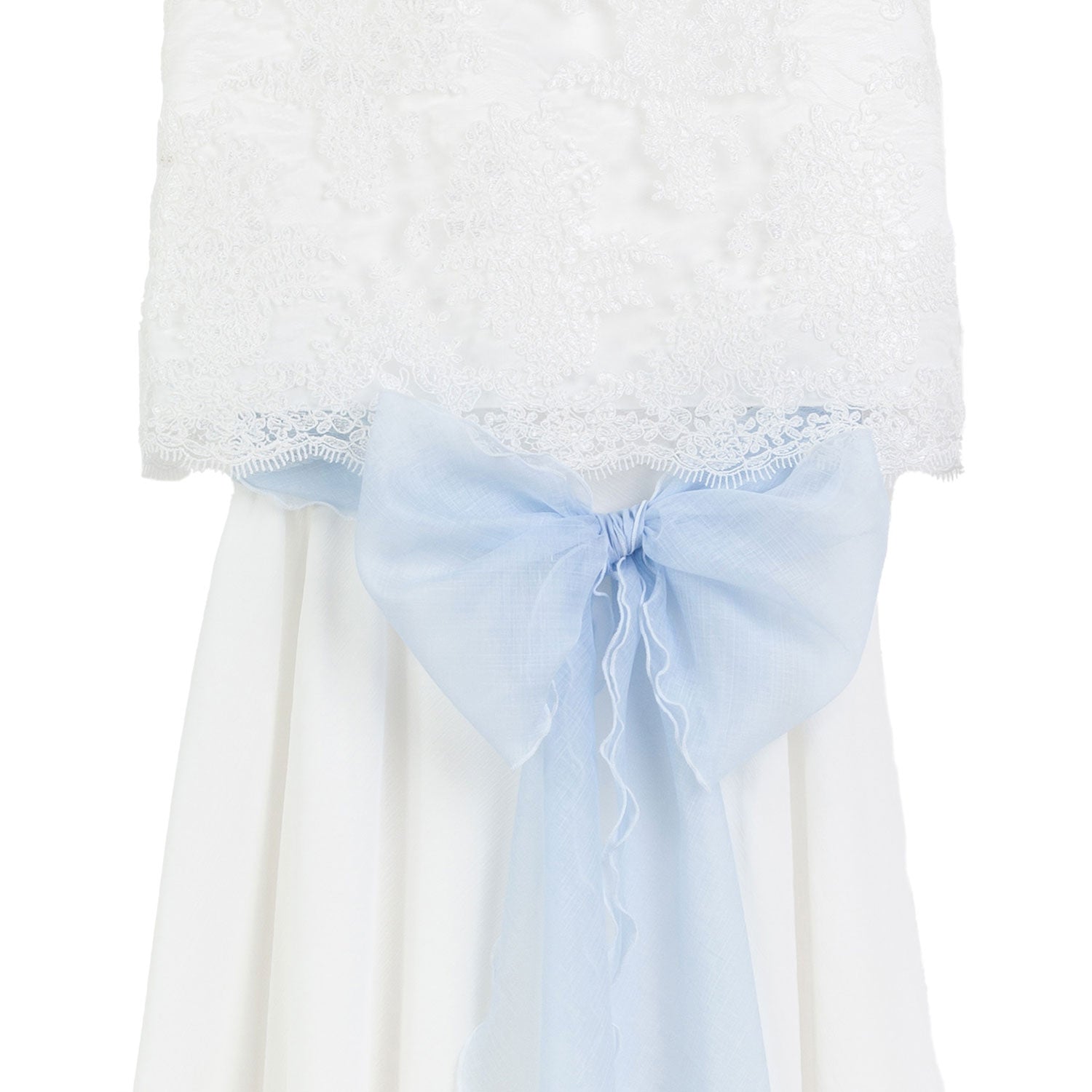 ABITO DUE PEZZI BIANCO E CELESTE IN TULLE E PIZZO - annameglio.com abbigliamento moda