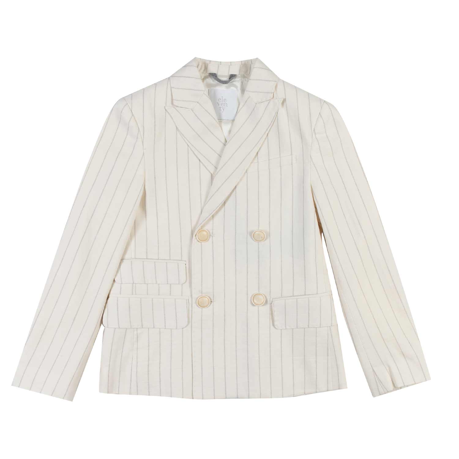 BLAZER LINO DOPPIOPETTO BIANCO LATTE A RIGHE BEIGE - annameglio.com abbigliamento moda
