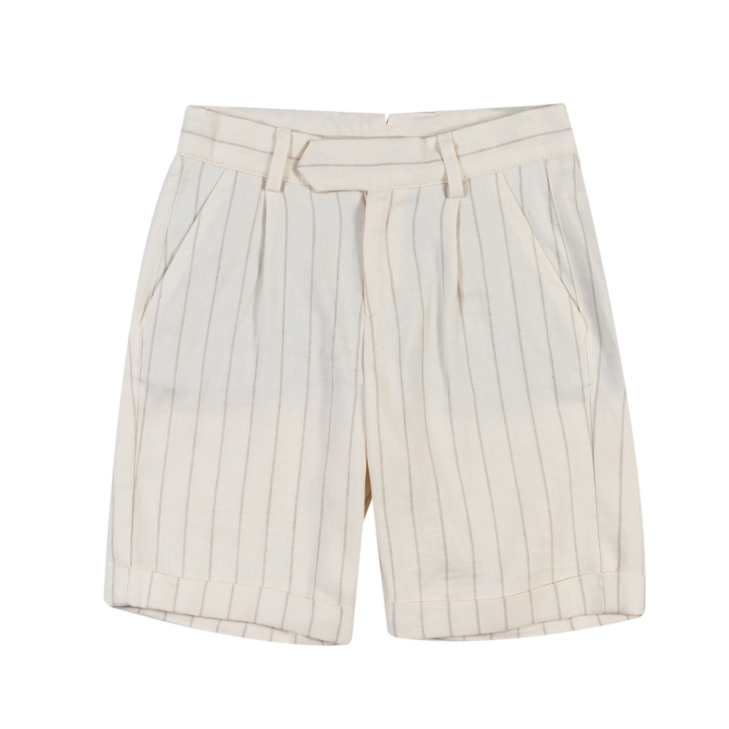 BERMUDA LINO BIANCO LATTE A RIGHE BEIGE BAMBINO - annameglio.com abbigliamento moda