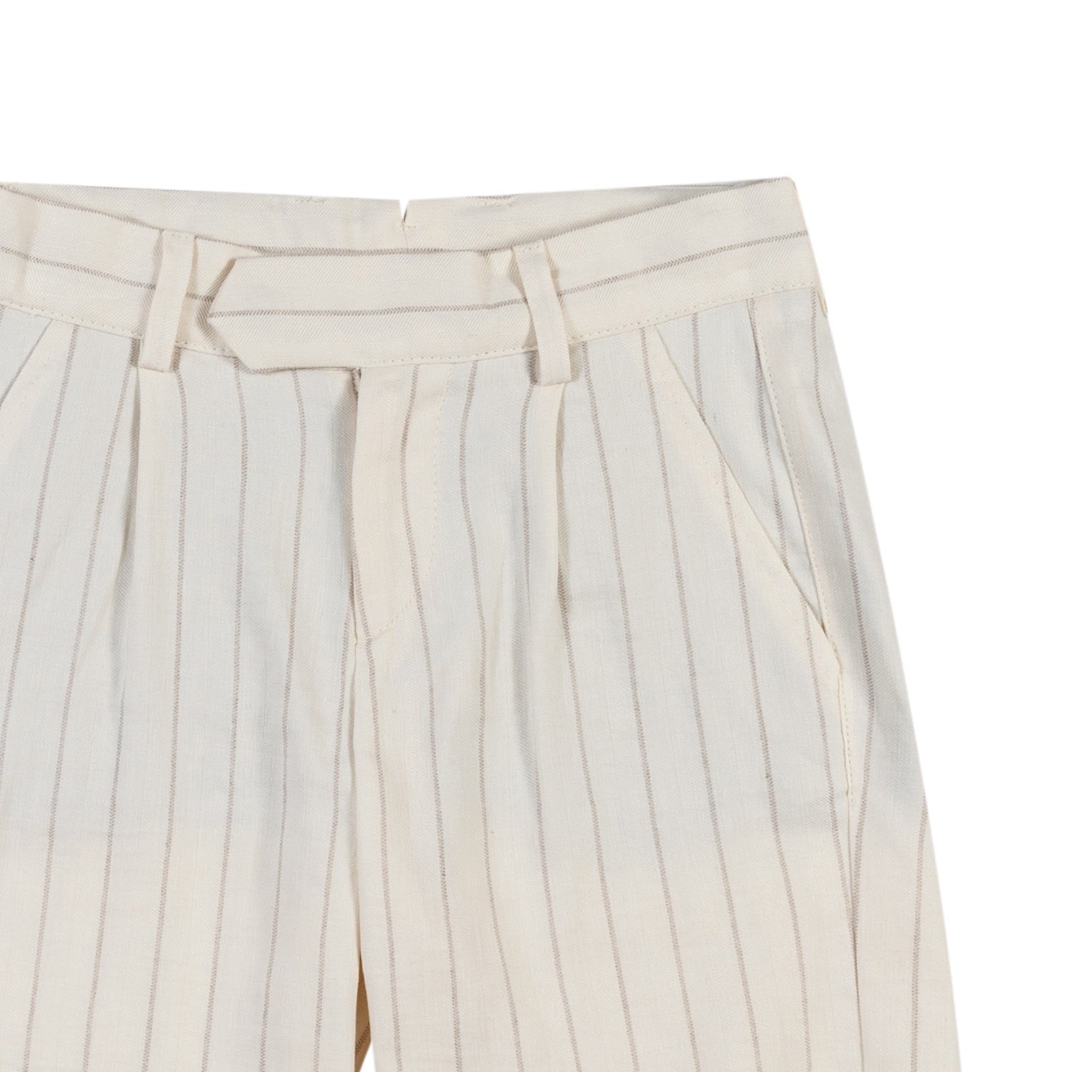 BERMUDA LINO BIANCO LATTE A RIGHE BEIGE BAMBINO - annameglio.com abbigliamento moda