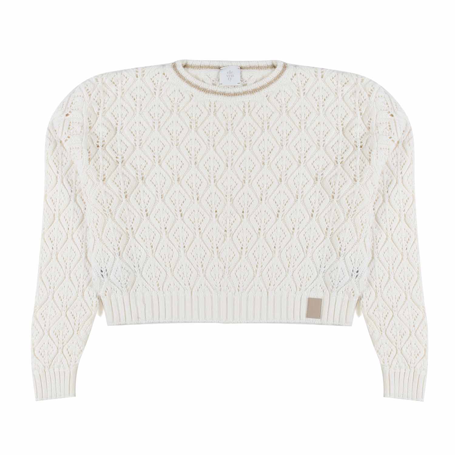 PULLOVER CROPPED PANNA E ORO BAMBINA TEEN - annameglio.com abbigliamento moda