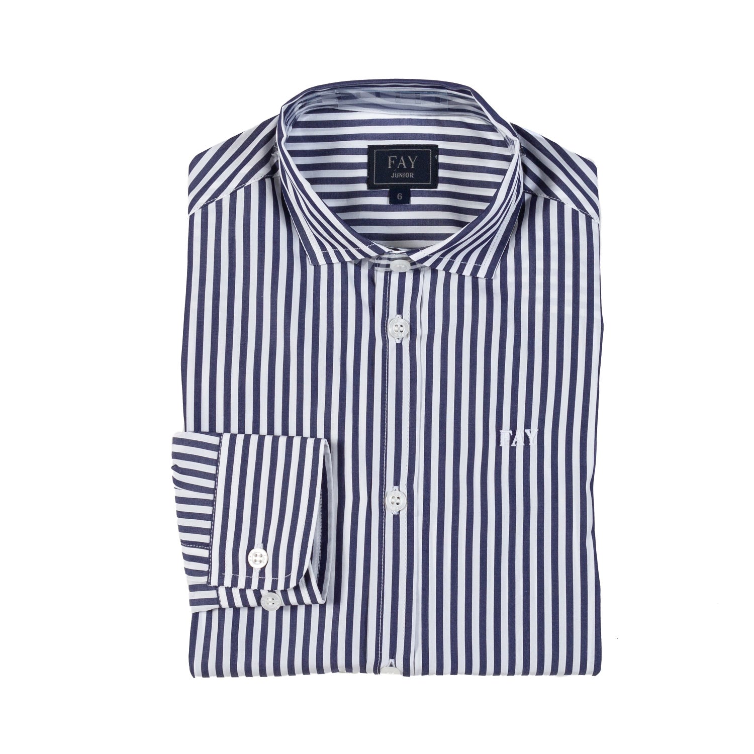 CAMICIA BIANCA E BLU NOTTE A RIGHE BAMBINO E TEEN - annameglio.com abbigliamento moda