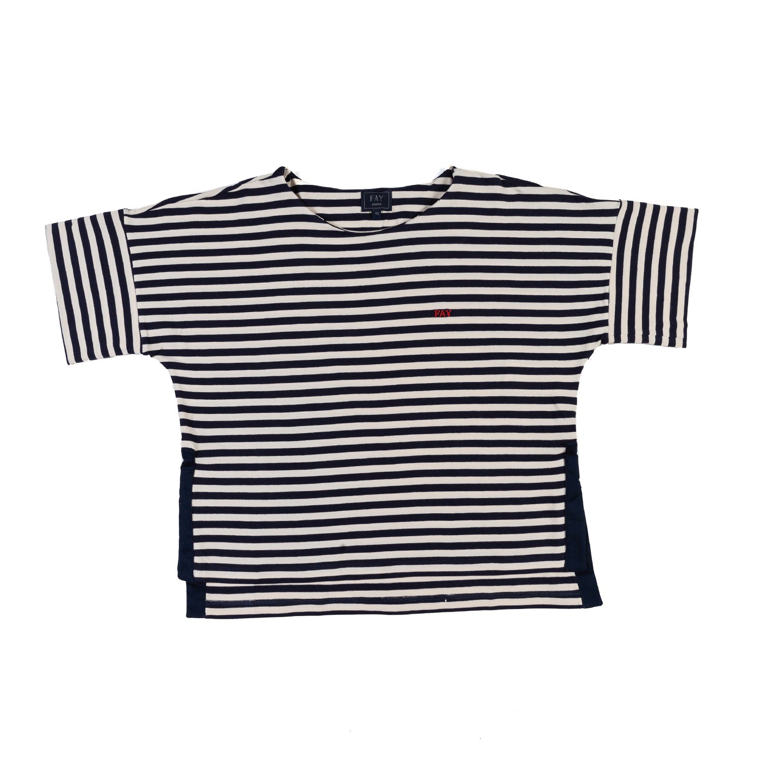 T-SHIRT BOXY BIANCO PANNA E BLU NAVY A RIGHE - annameglio.com abbigliamento moda