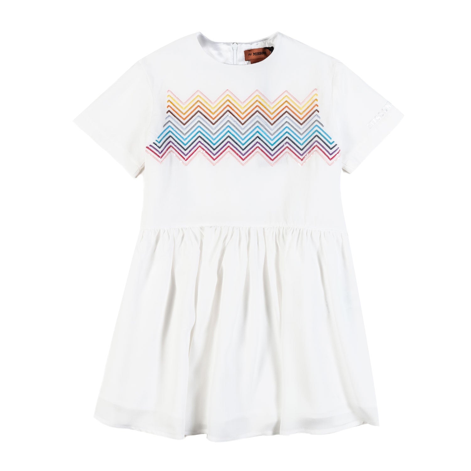 ABITO BIANCO BAMBINA CON DETTAGLIO ZIG ZAG - annameglio.com abbigliamento moda