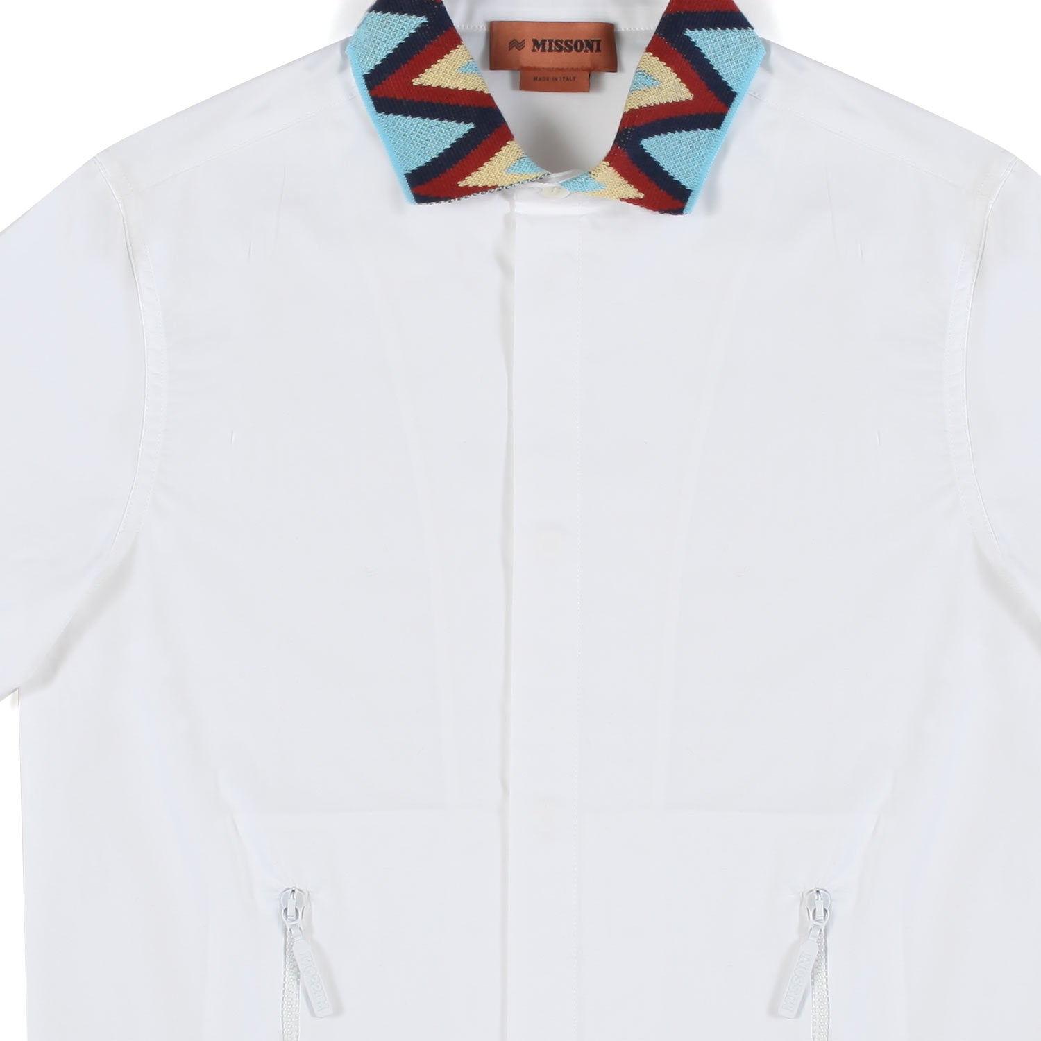 CAMICIA BIANCA MANICA CORTA CON COLLETTO ZIG ZAG - annameglio.com abbigliamento moda