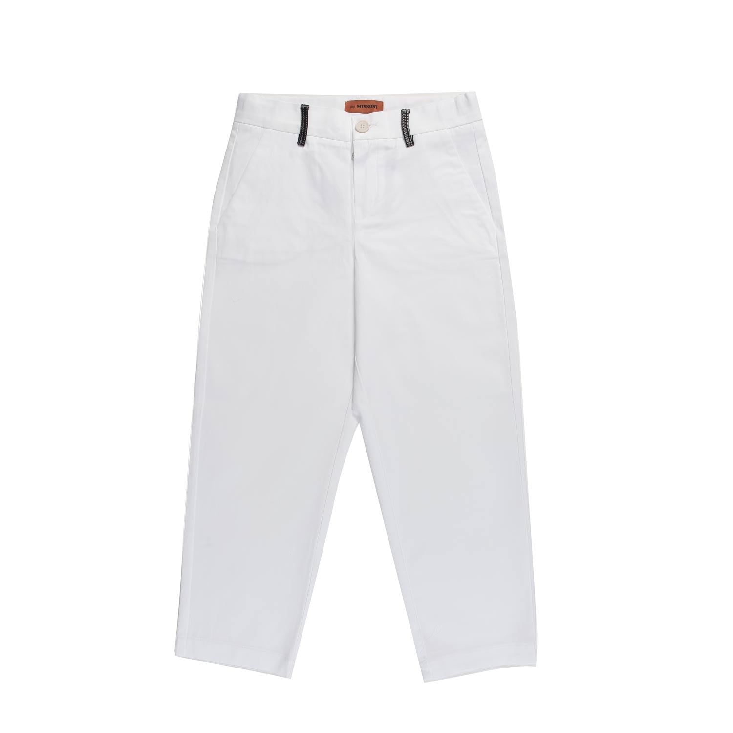 PANTALONE CHINO BIANCO CON DETTAGLI ZIG ZAG - annameglio.com abbigliamento moda