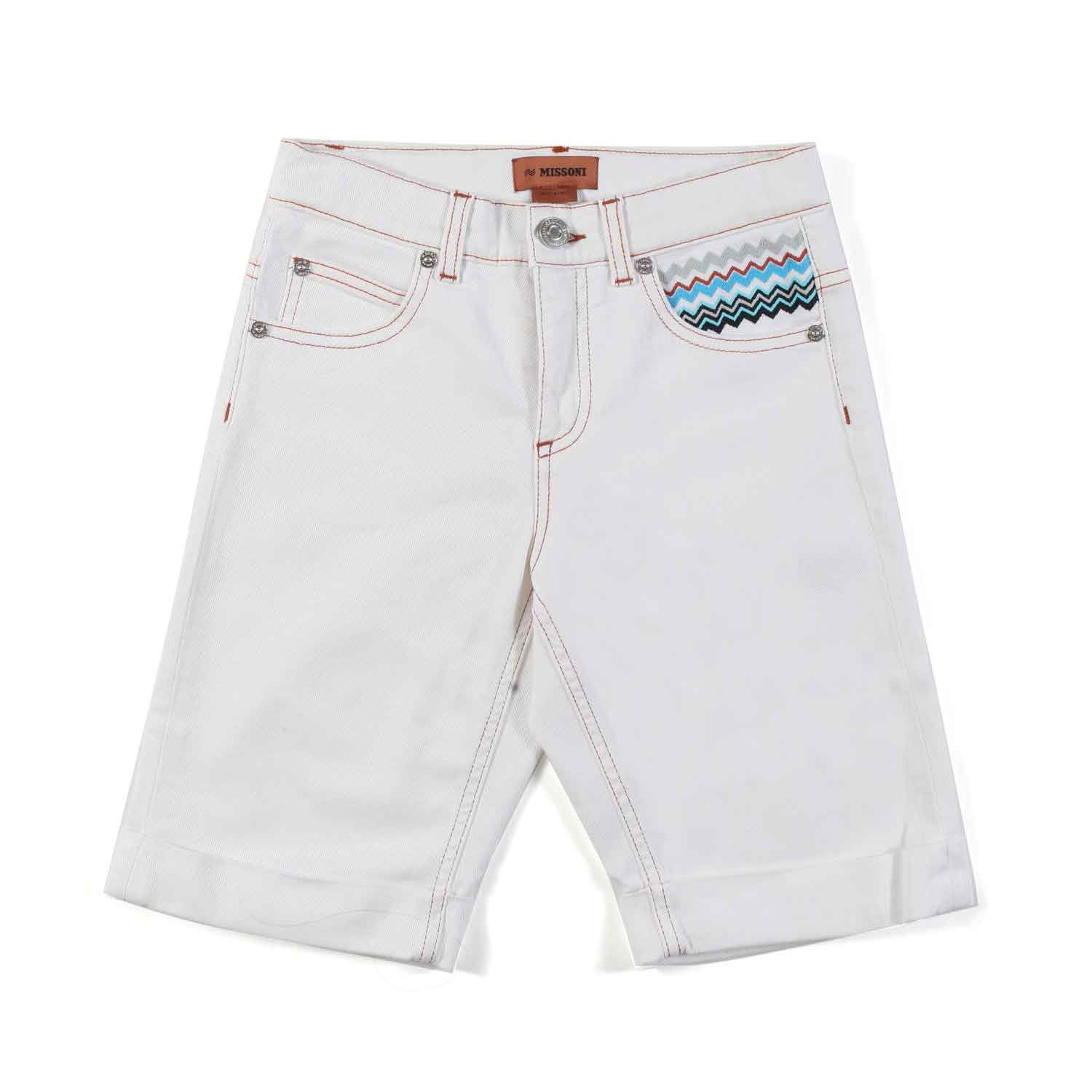 SHORTS BIANCHI CON DETTAGLIO ZIG ZAG - annameglio.com abbigliamento moda