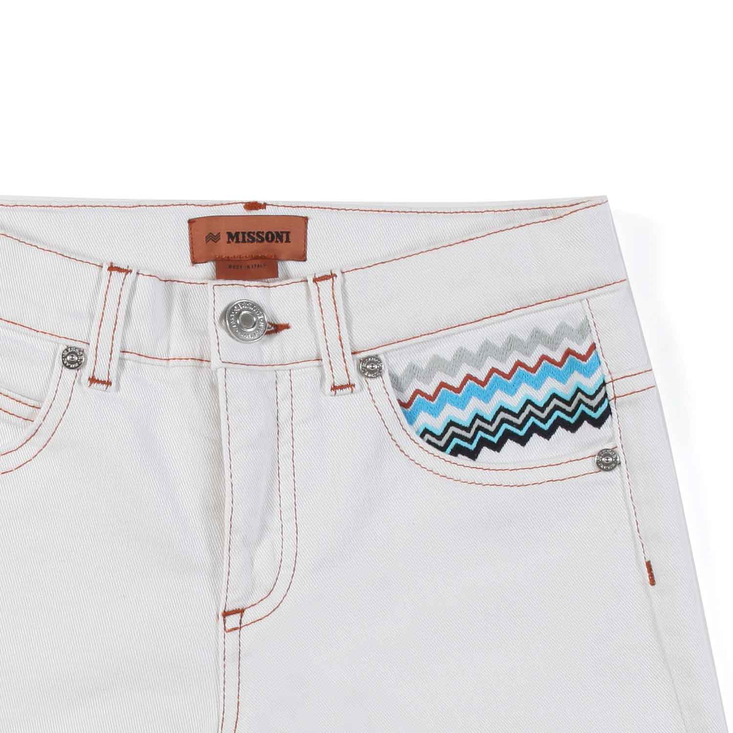 SHORTS BIANCHI CON DETTAGLIO ZIG ZAG - annameglio.com abbigliamento moda