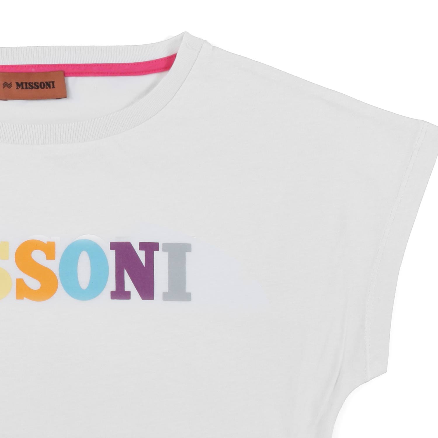 T-SHIRT CROPPED BIANCA CON LOGO MULTICOLOR - annameglio.com abbigliamento moda