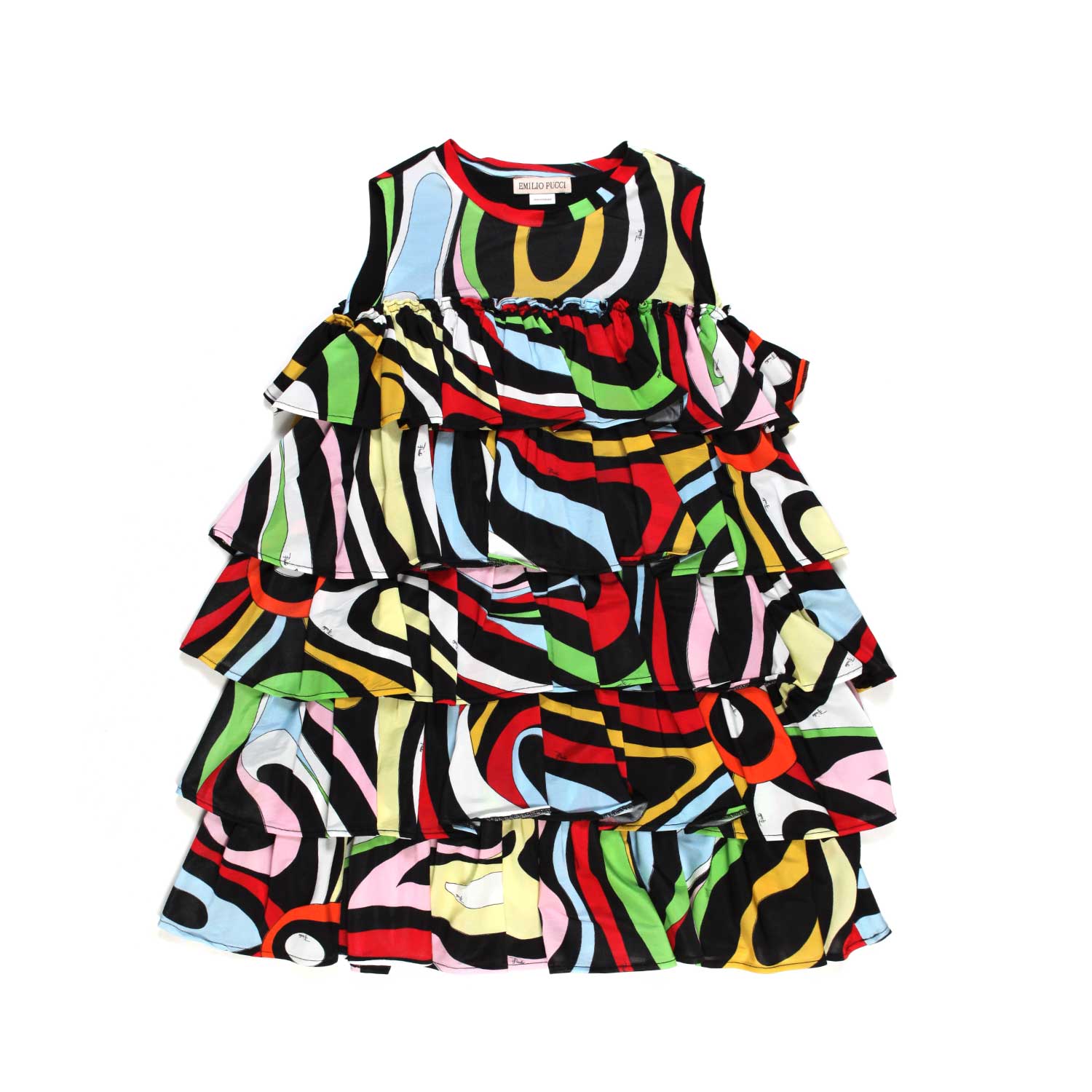 ABITO A BALZE NERO E MULTICOLOR BAMBINA E RAGAZZA - annameglio.com abbigliamento moda