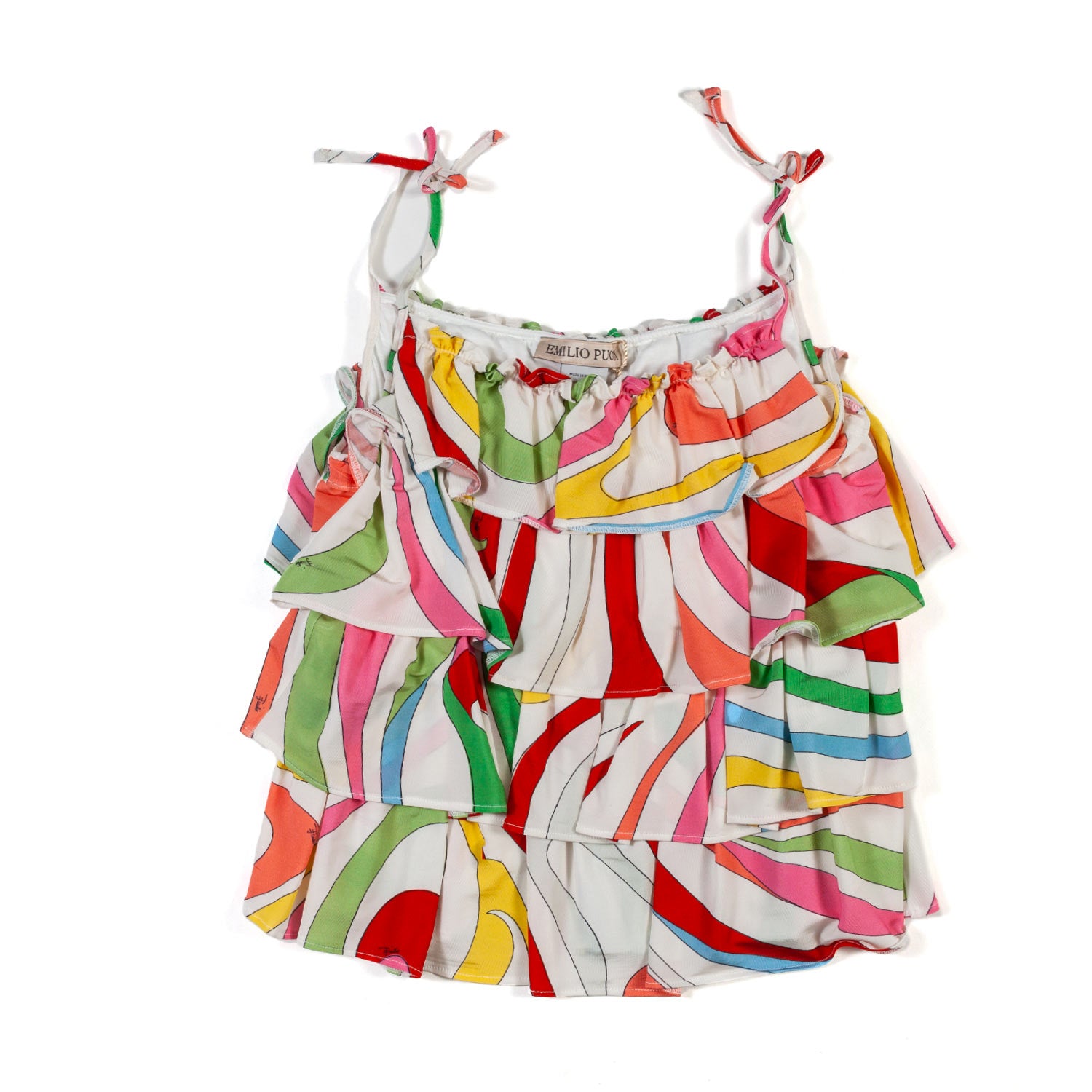 TOP A BALZE BIANCO E MULTICOLOR BAMBINA E RAGAZZA - annameglio.com abbigliamento moda