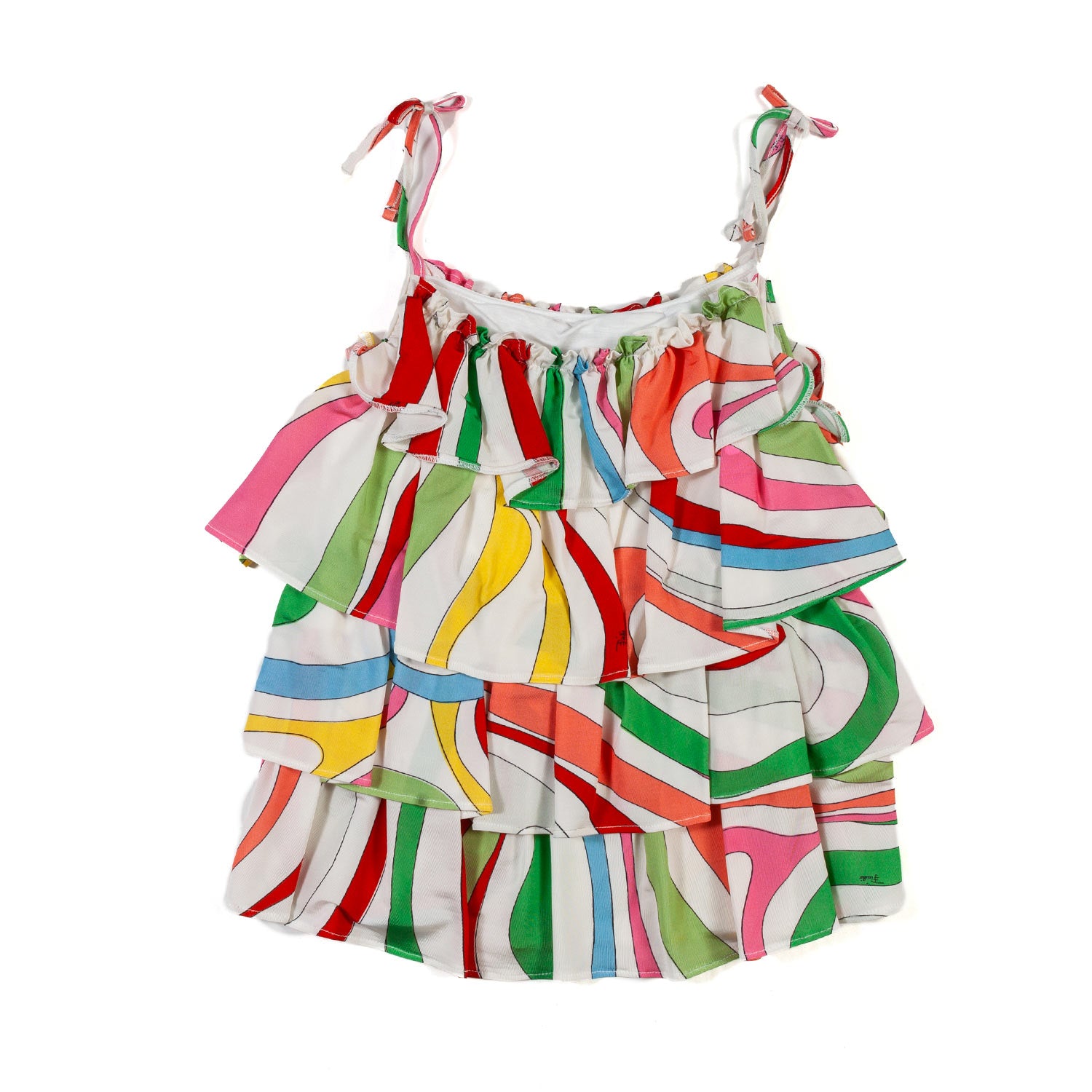 TOP A BALZE BIANCO E MULTICOLOR BAMBINA E RAGAZZA - annameglio.com abbigliamento moda