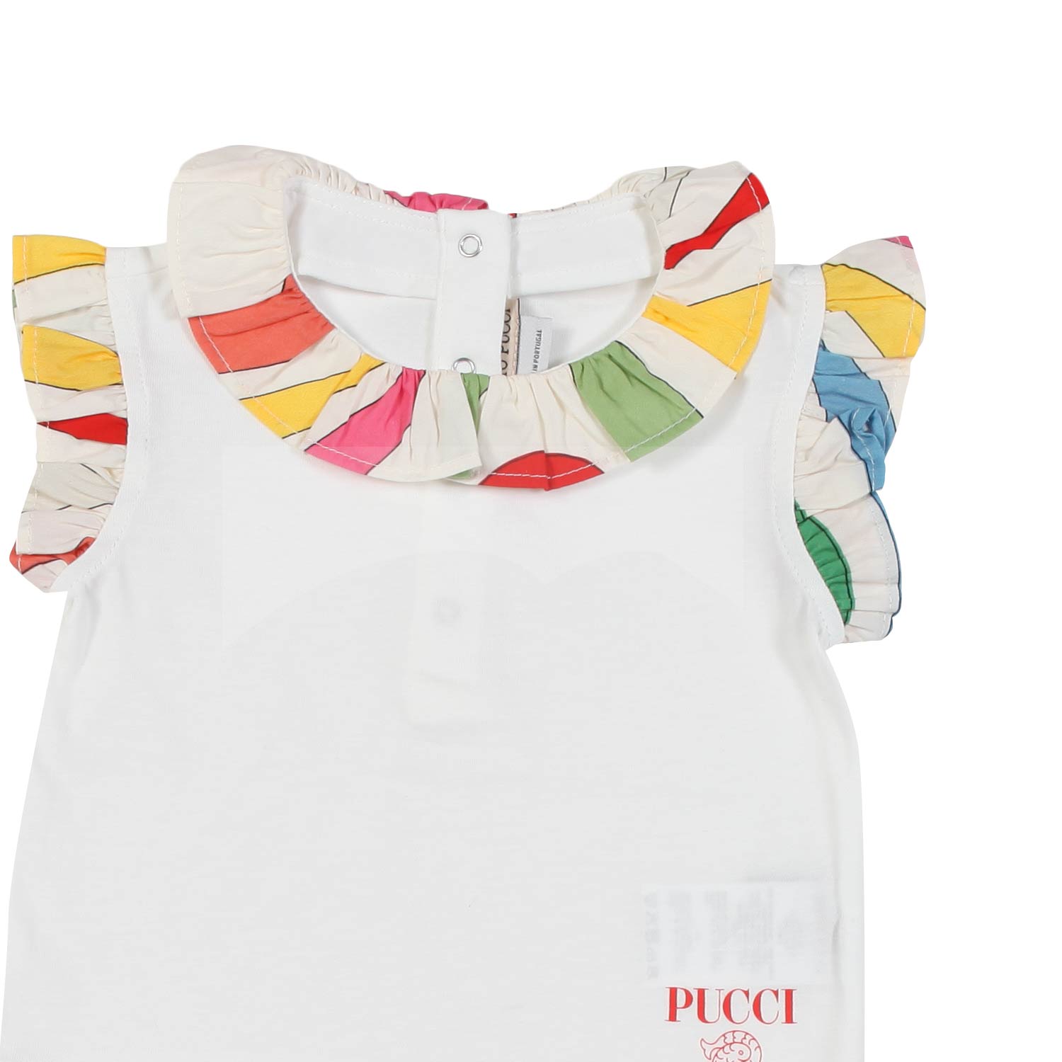 TOP BIANCO CON DETTAGLI MULTICOLOR NEONATA - annameglio.com abbigliamento moda