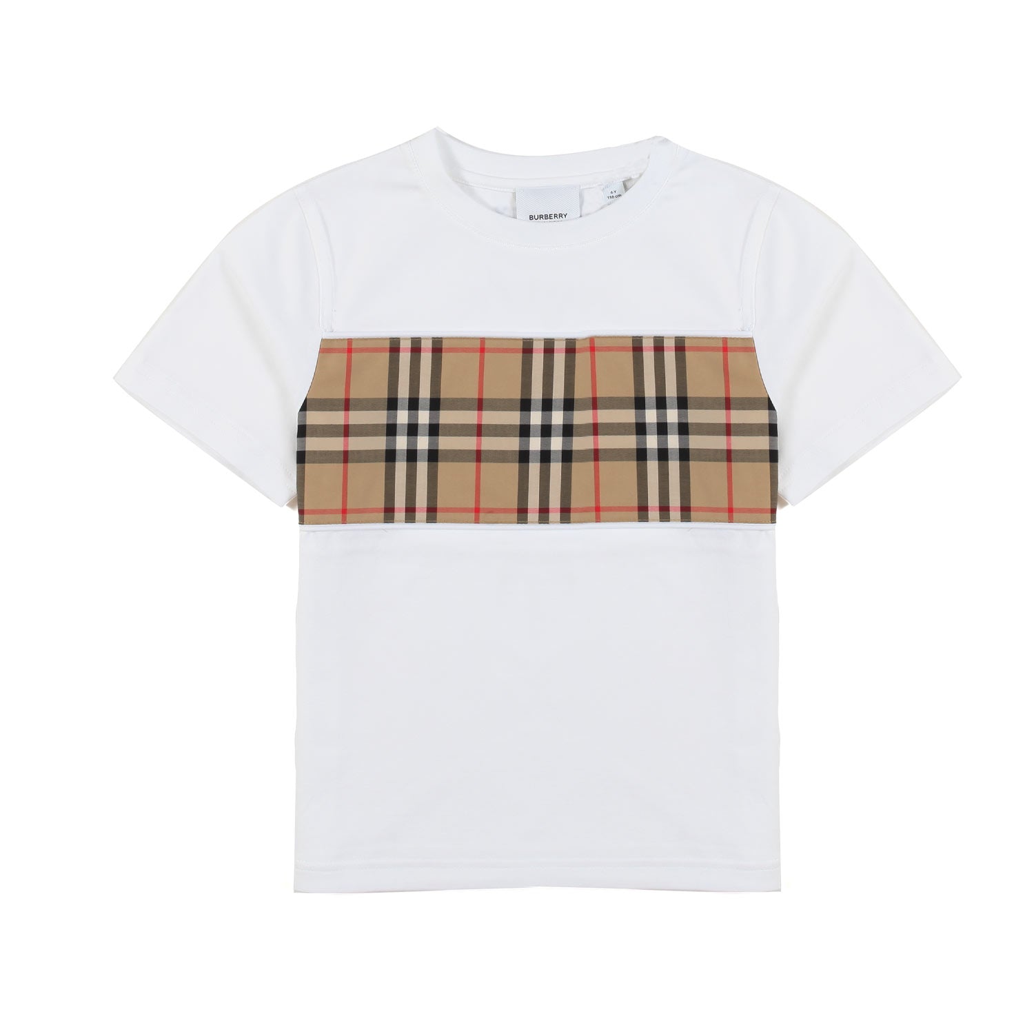 T-SHIRT UNISEX BIANCA CON FASCIA VINTAGE CHECK - annameglio.com abbigliamento moda