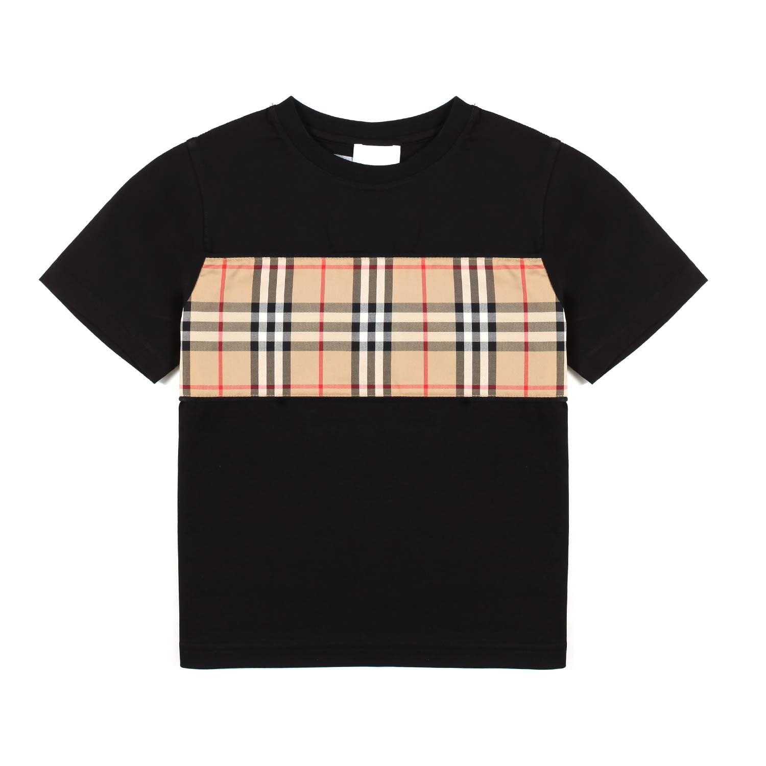 T-SHIRT UNISEX NERA CON FASCIA VINTAGE CHECK - annameglio.com abbigliamento moda