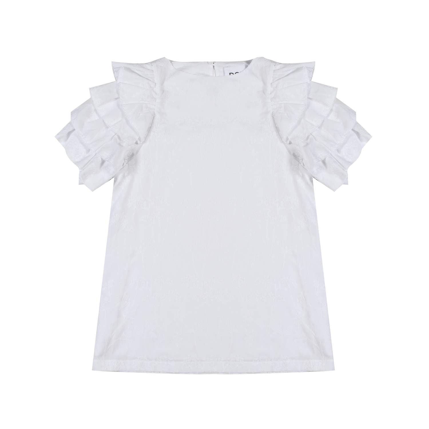 TOP BIANCO CON VOLANTS E RICAMI IN TONO - annameglio.com abbigliamento moda