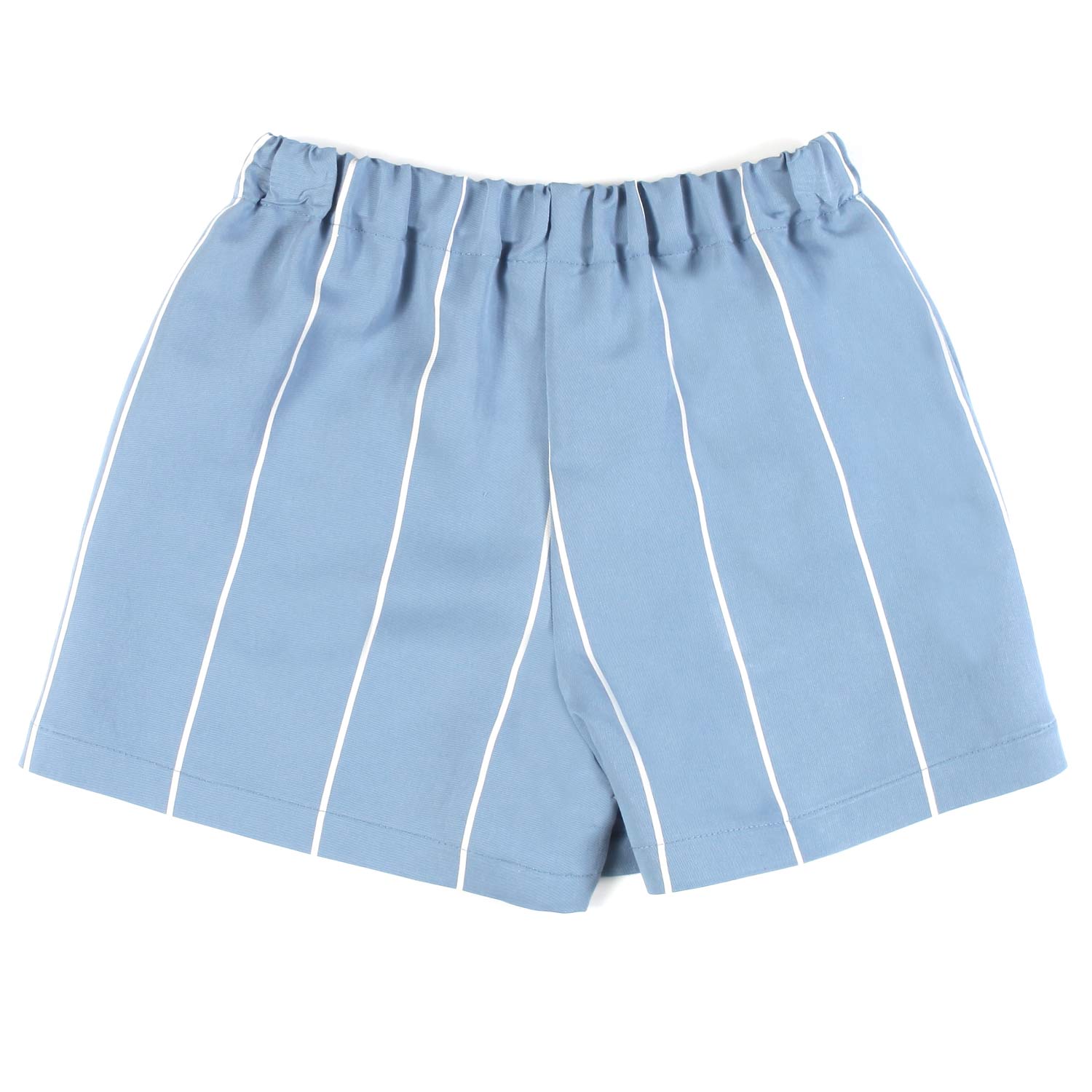 SHORTS CELESTE POLVERE CON RIGHE BIANCHE - annameglio.com abbigliamento moda