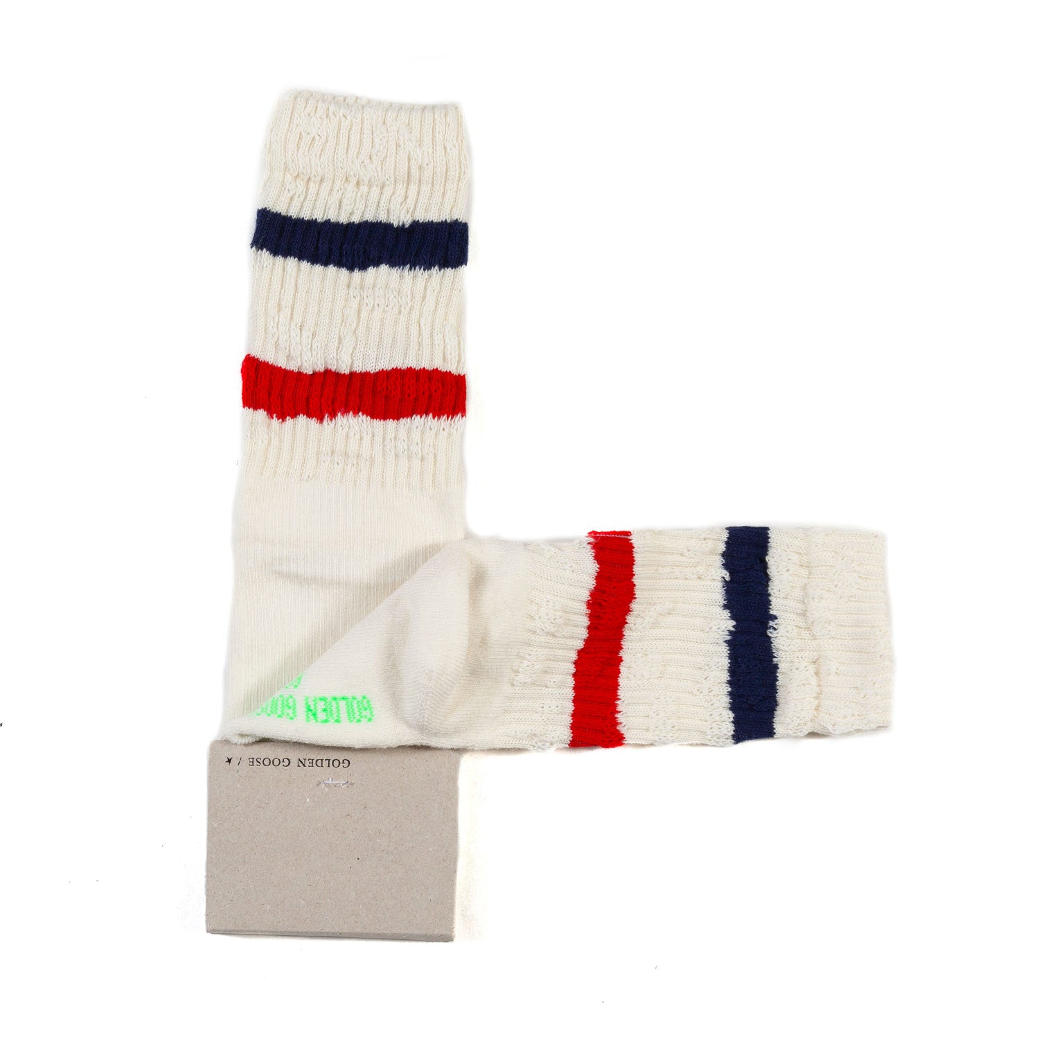 CALZINI VINTAGE BIANCHI CON STRISCE ROSSE E BLU NA - annameglio.com abbigliamento moda