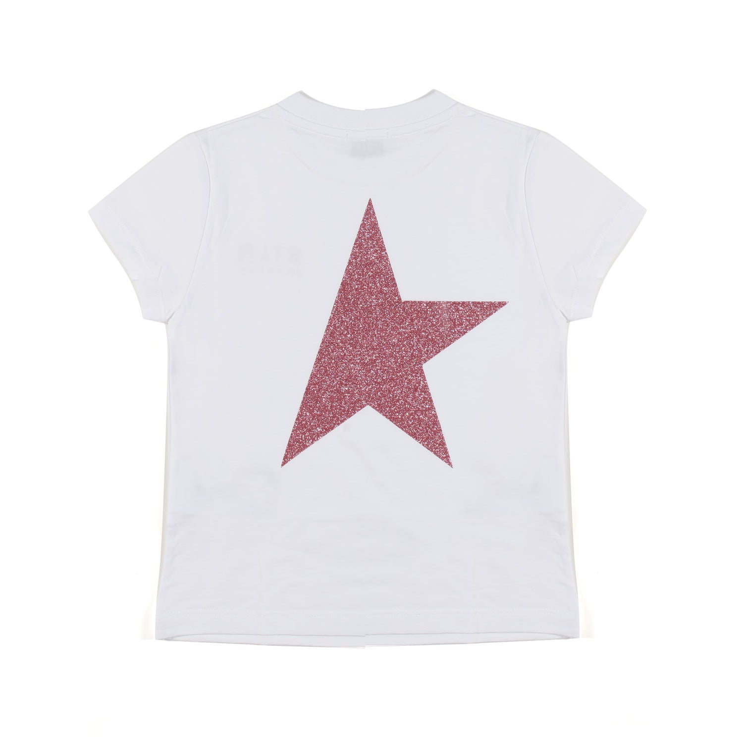 T-SHIRT STAR BIANCA CON LOGHI ROSA GLITTER BAMBINA - annameglio.com abbigliamento moda