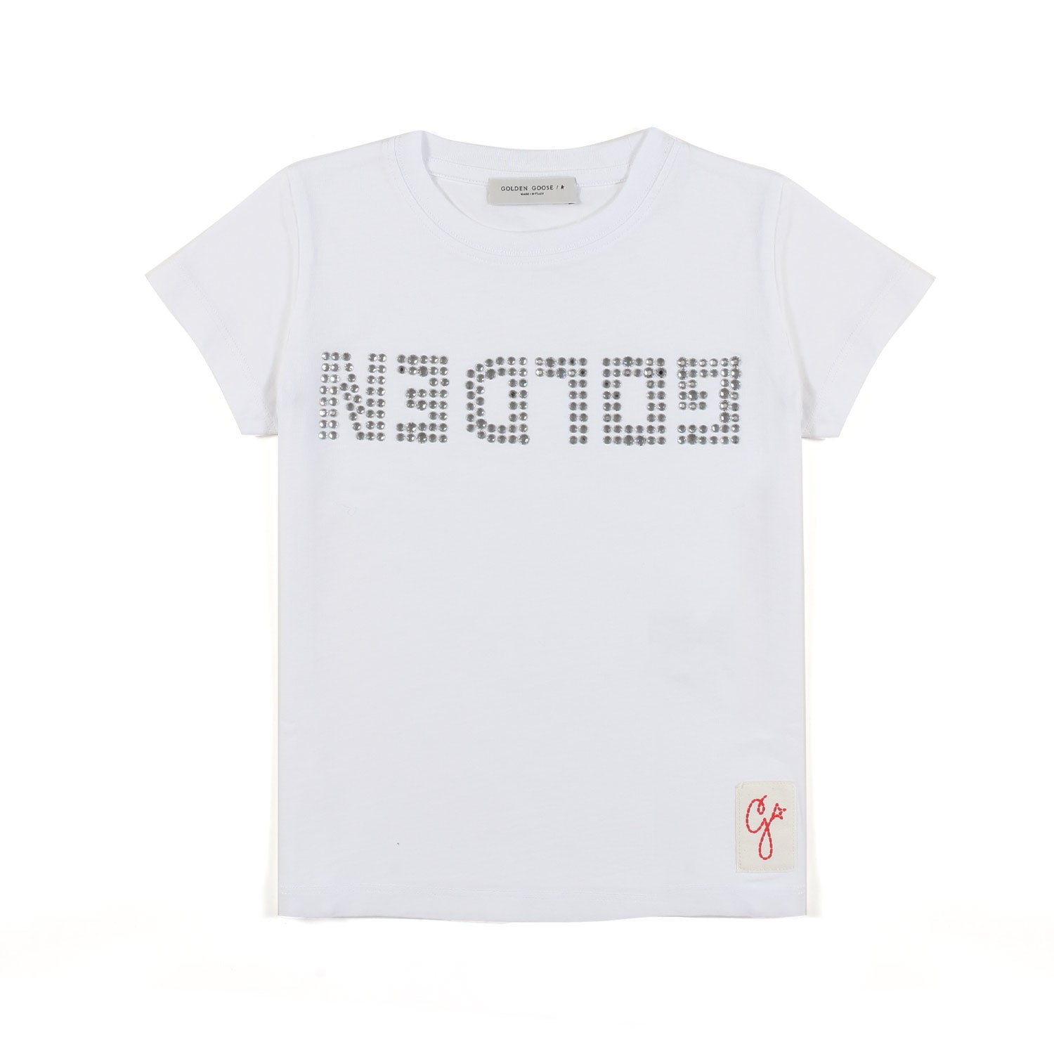 T-SHIRT BIANCA CON LOGO STRASS BAMBINA - annameglio.com abbigliamento moda