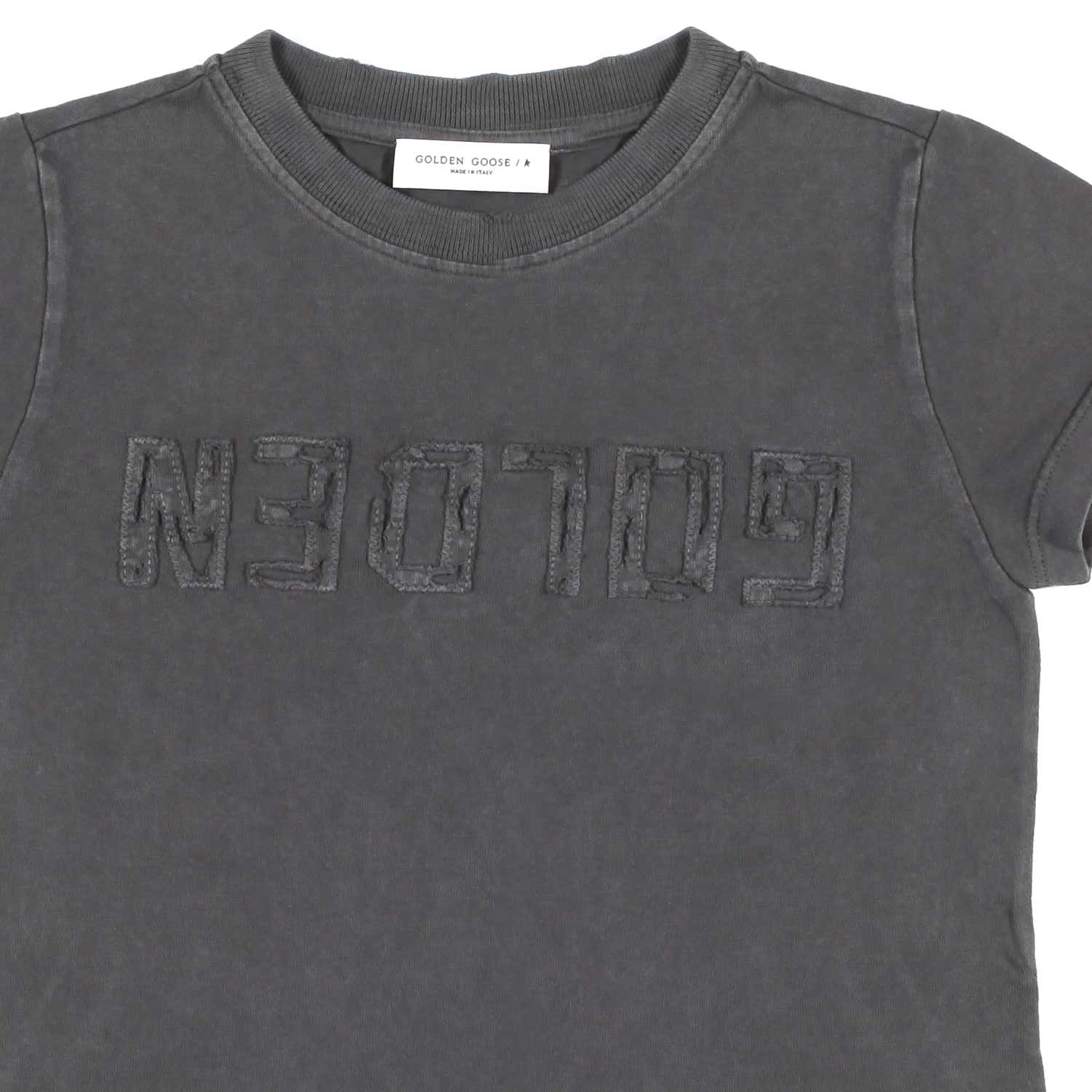 T-SHIRT ANTRACITE CON LOGO CUCITO BAMBINA - annameglio.com abbigliamento moda