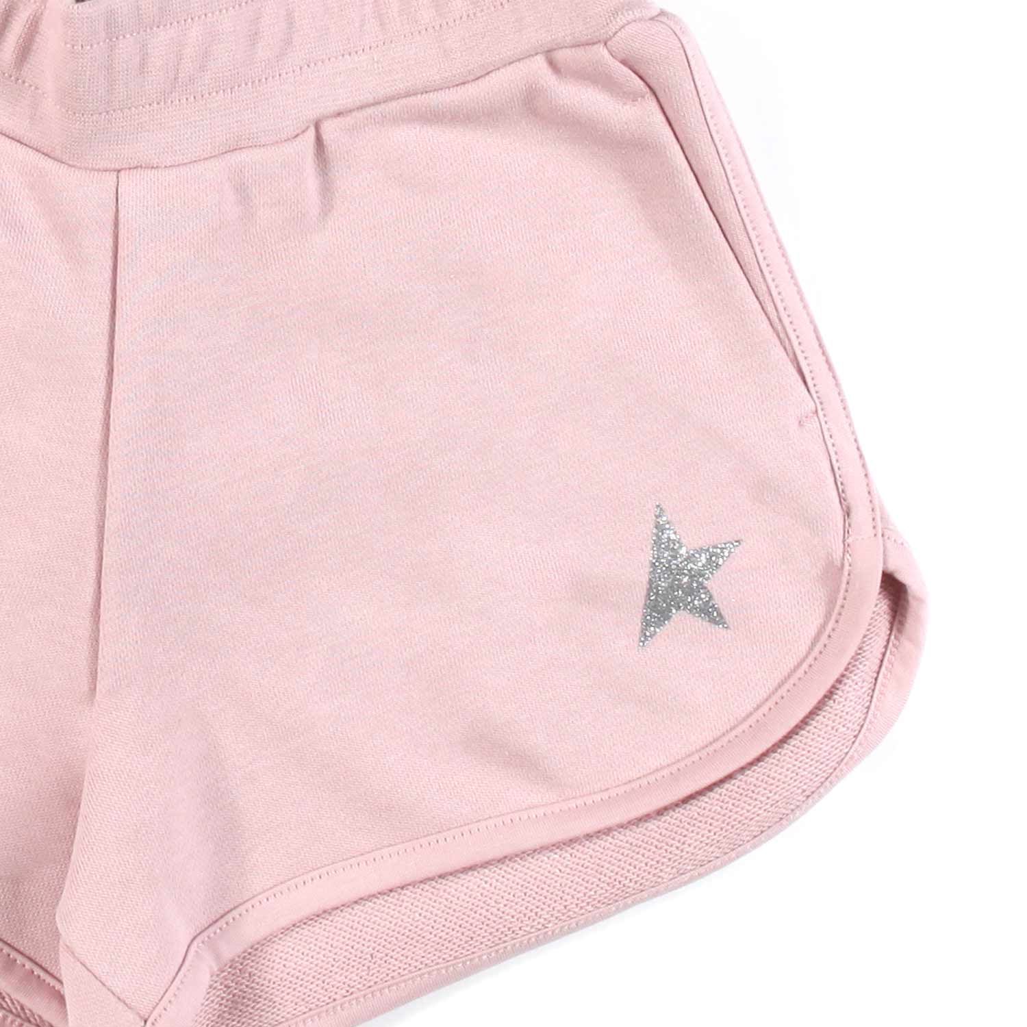 SHORTS ROSA CON STELLA ARGENTO GLITTER BAMBINA - annameglio.com abbigliamento moda