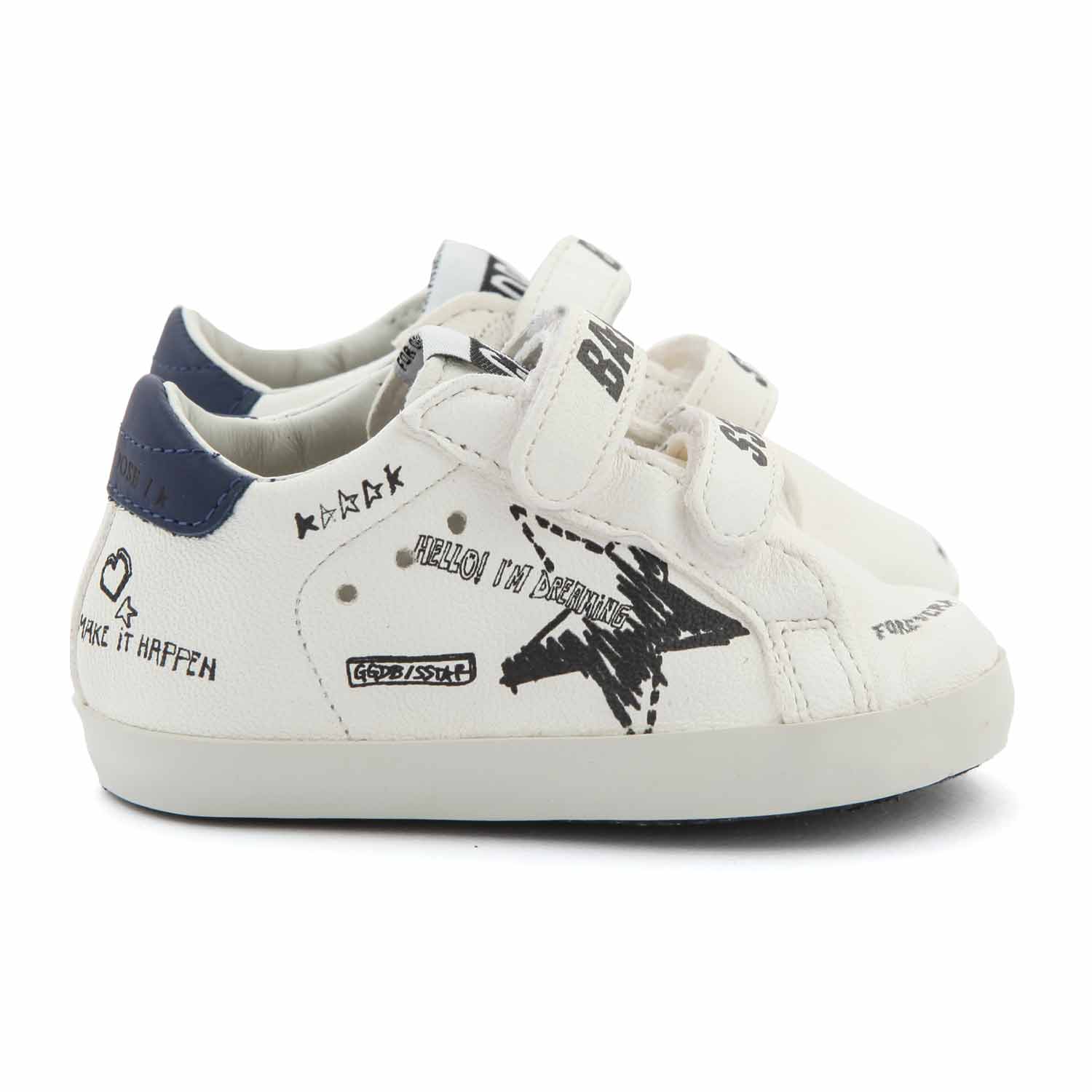 SNEAKER UNISEX BABY SSTAR BIANCA CON STAMPE NERE - annameglio.com abbigliamento moda