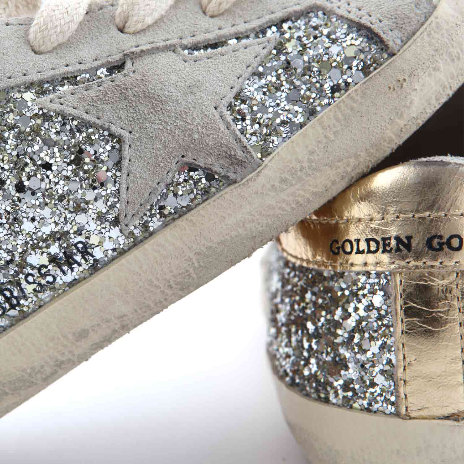 SNEAKER SSTAR ARGENTO GLITTER E ORO BAMBINA JR - annameglio.com abbigliamento moda