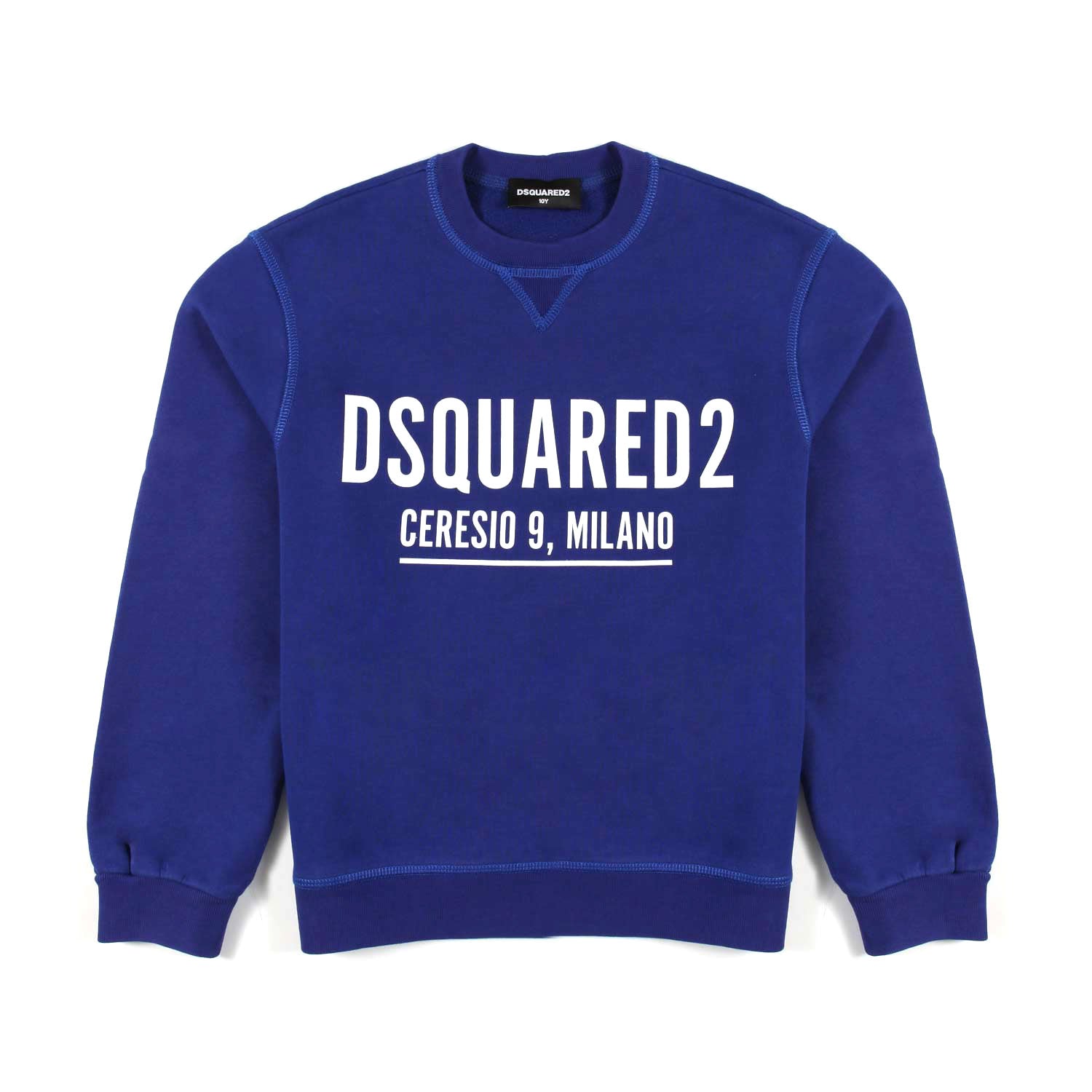 FELPA BLU CON LOGO MILANO BIANCO - annameglio.com abbigliamento moda