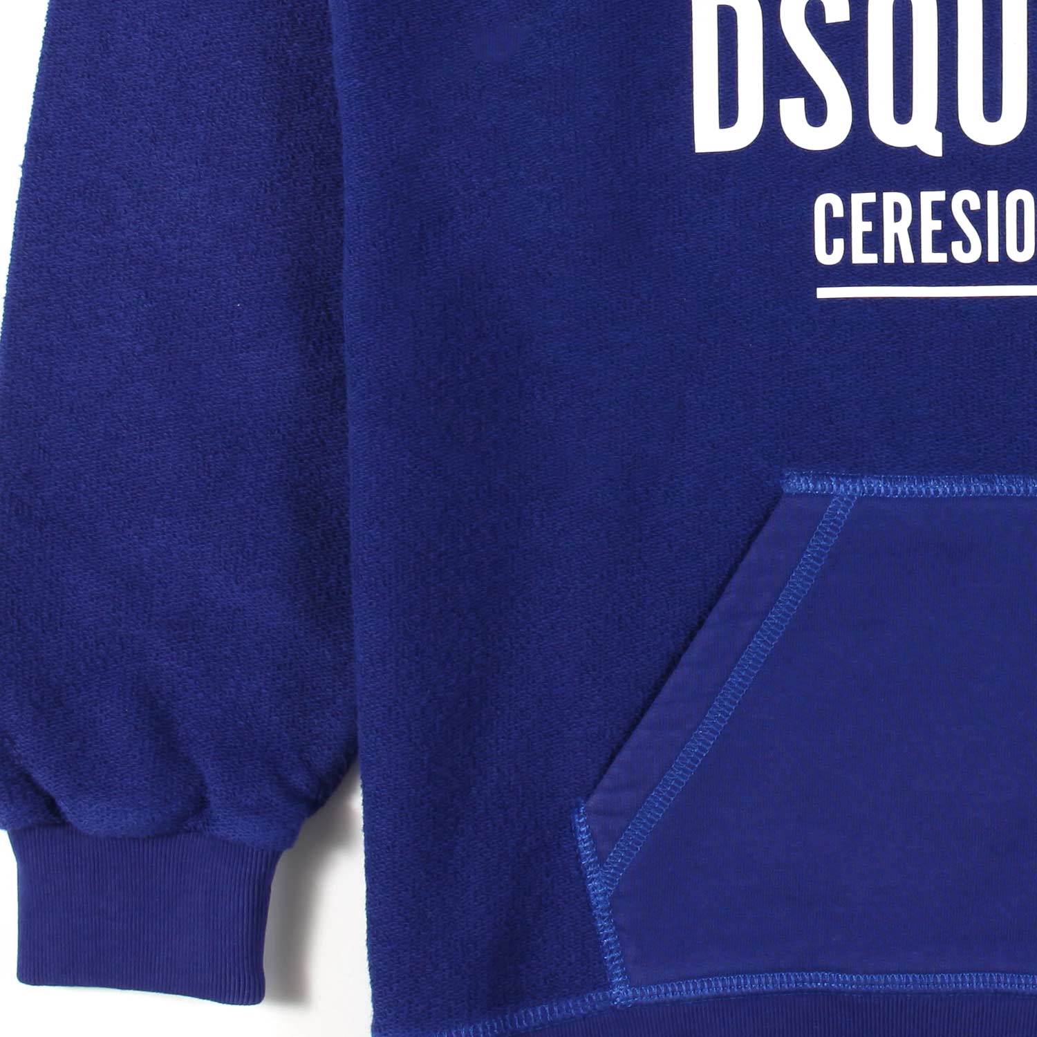 FELPA BLU CON CAPPUCCIO E LOGO MILANO BIANCO - annameglio.com abbigliamento moda