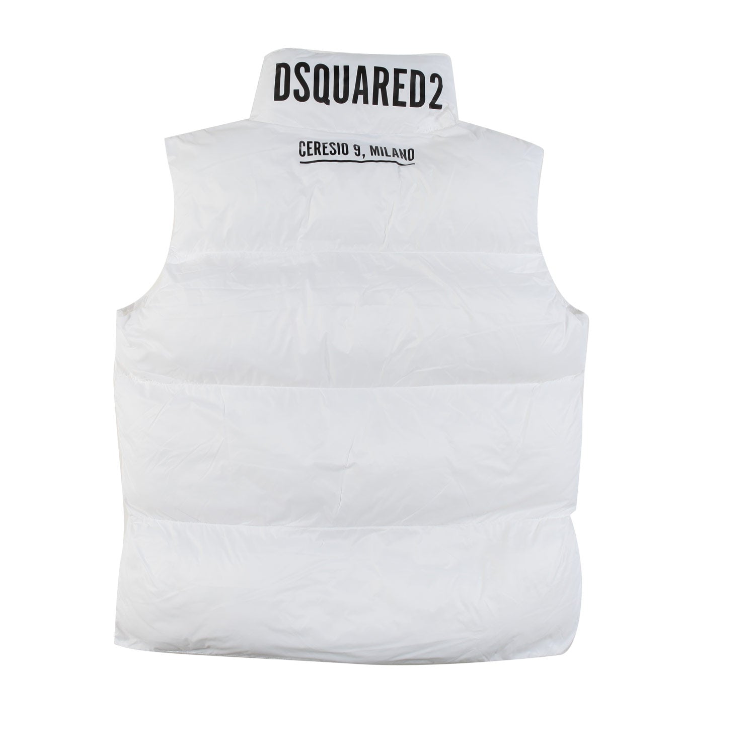 GILET BIANCO IN NYLON IMBOTTITO CON LOGO MILANO - annameglio.com abbigliamento moda