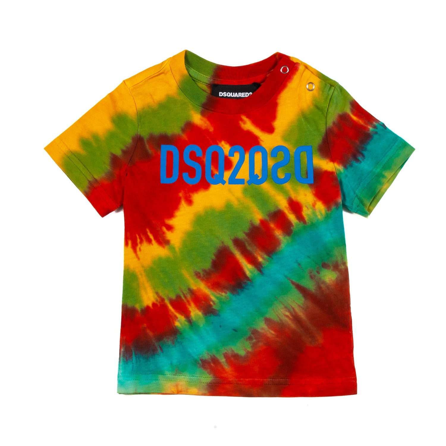 BABY T-SHIRT UNISEX MULTICOLOR CON LOGO AZZURRO - annameglio.com abbigliamento moda