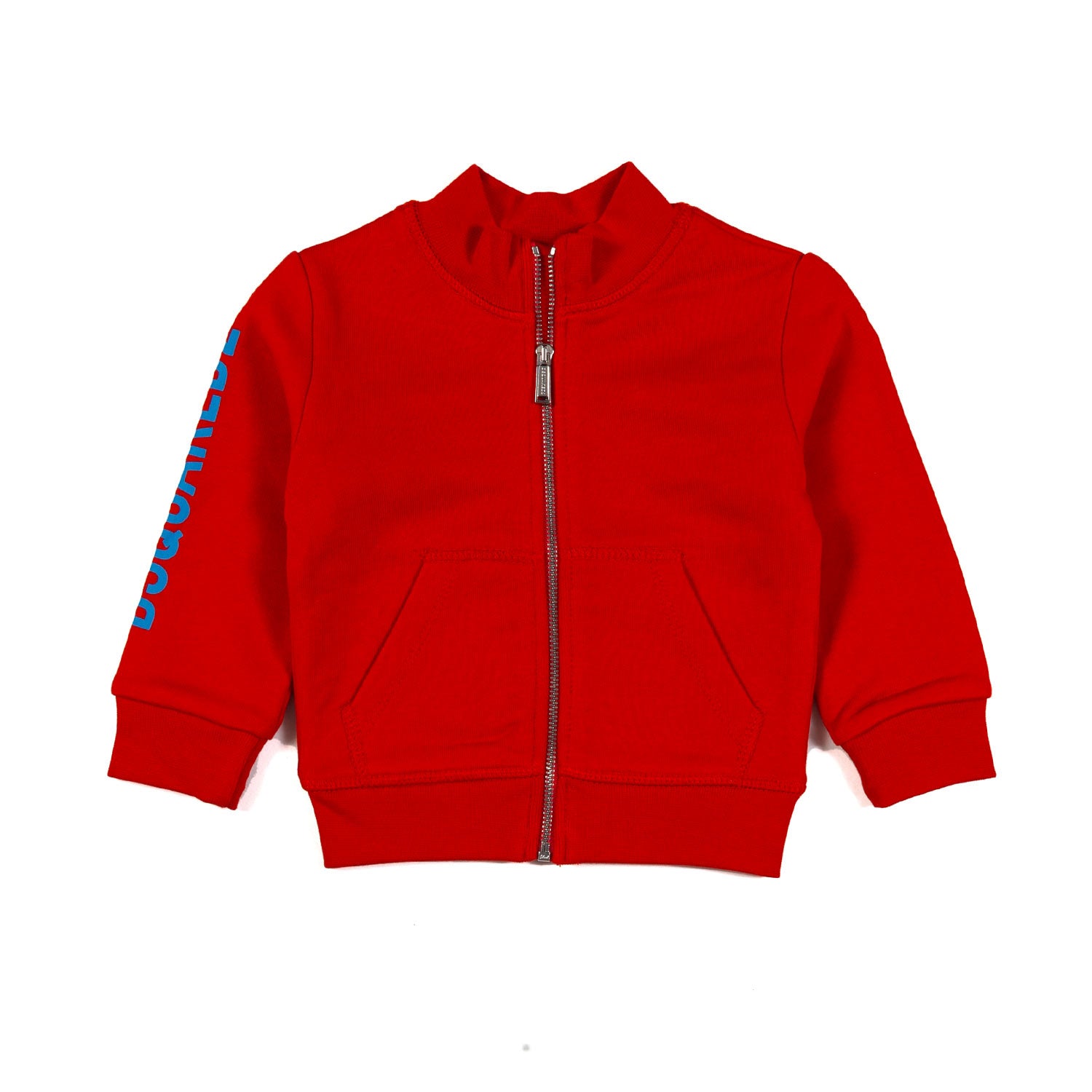FELPA ROSSA CON LOGO AZZURRO E CHIUSURA ZIP BIMBO - annameglio.com abbigliamento moda