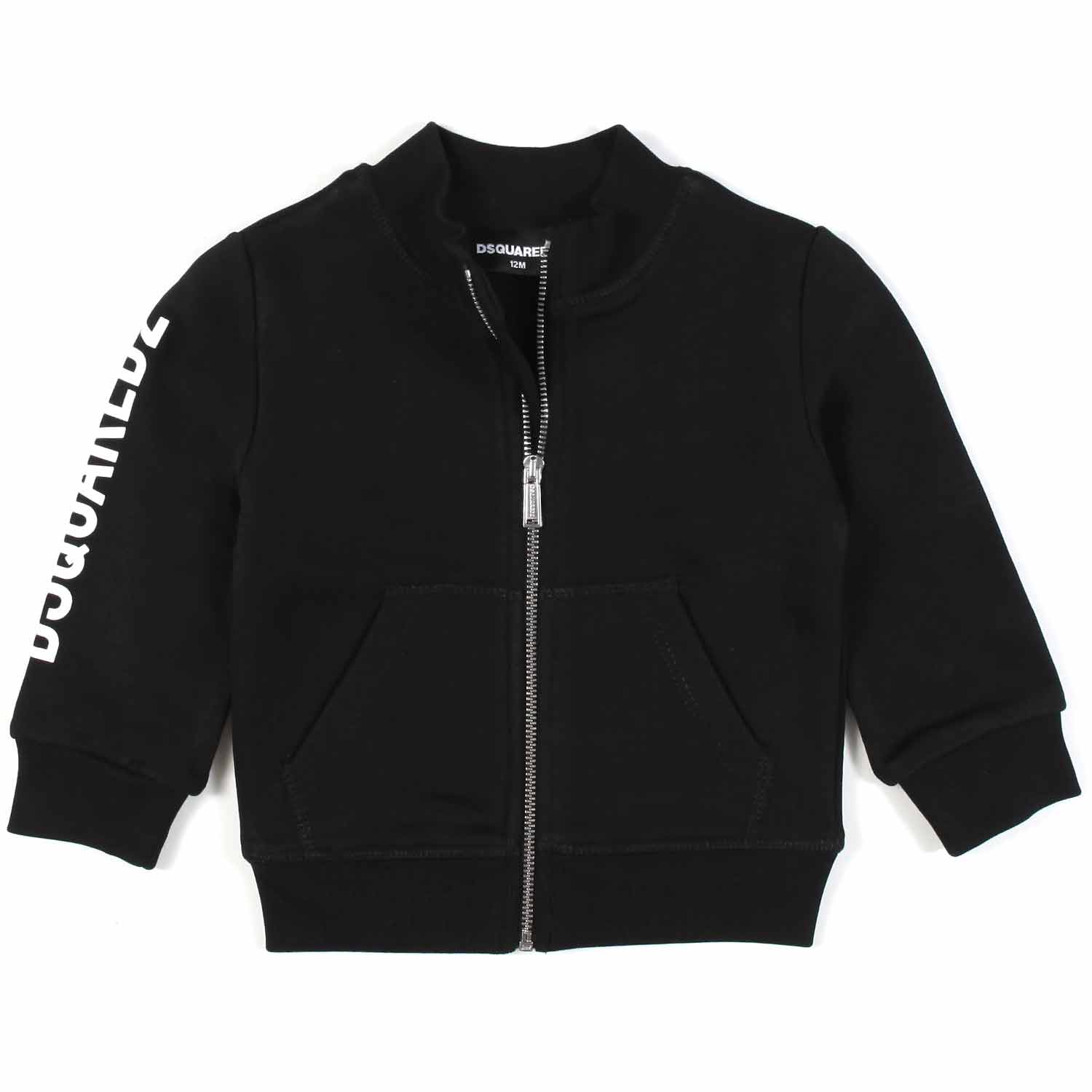 FELPA NERA CON LOGO BIANCO E CHIUSURA ZIP BIMBO - annameglio.com abbigliamento moda