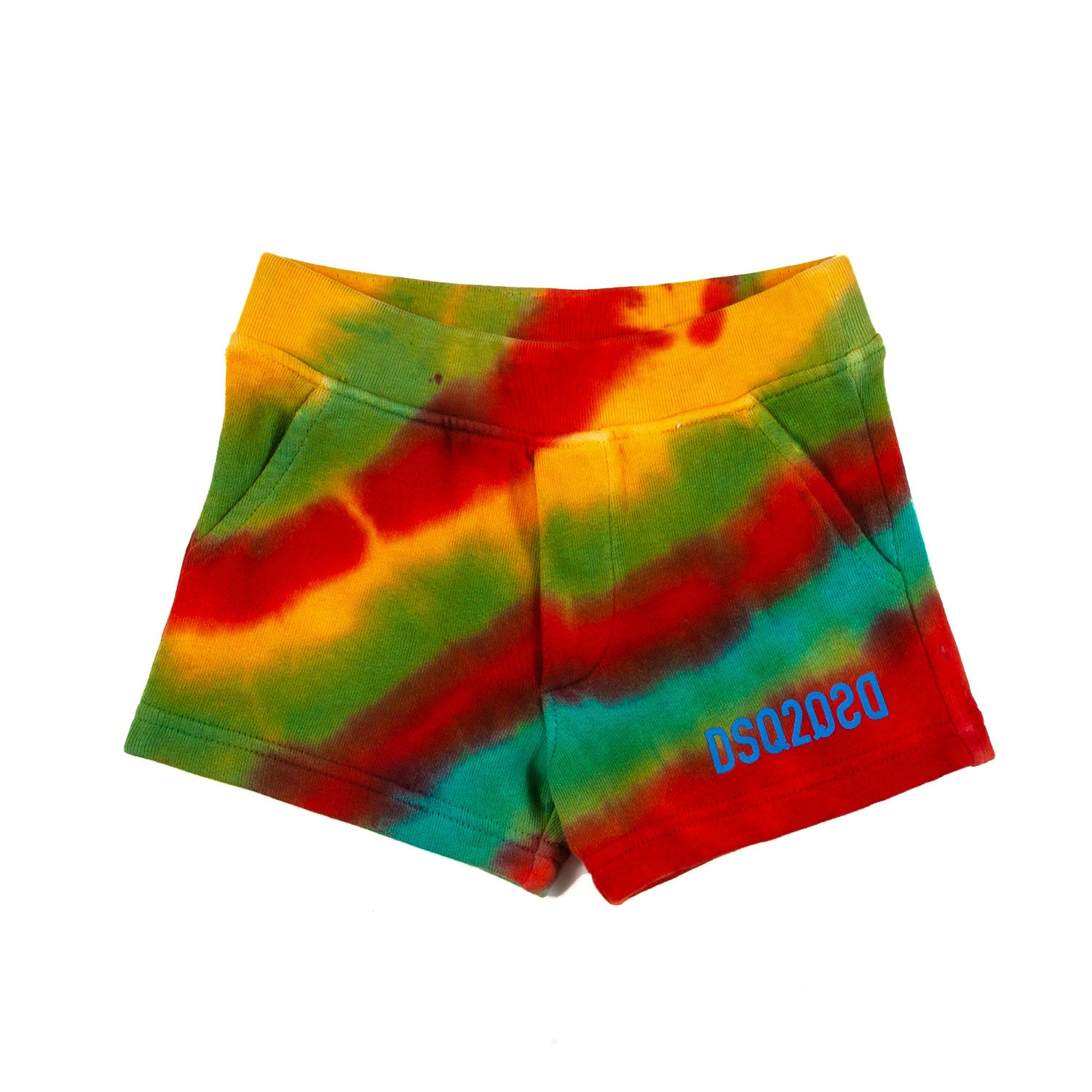 BABY SHORTS UNISEX MULTICOLOR CON LOGO AZZURRO - annameglio.com abbigliamento moda