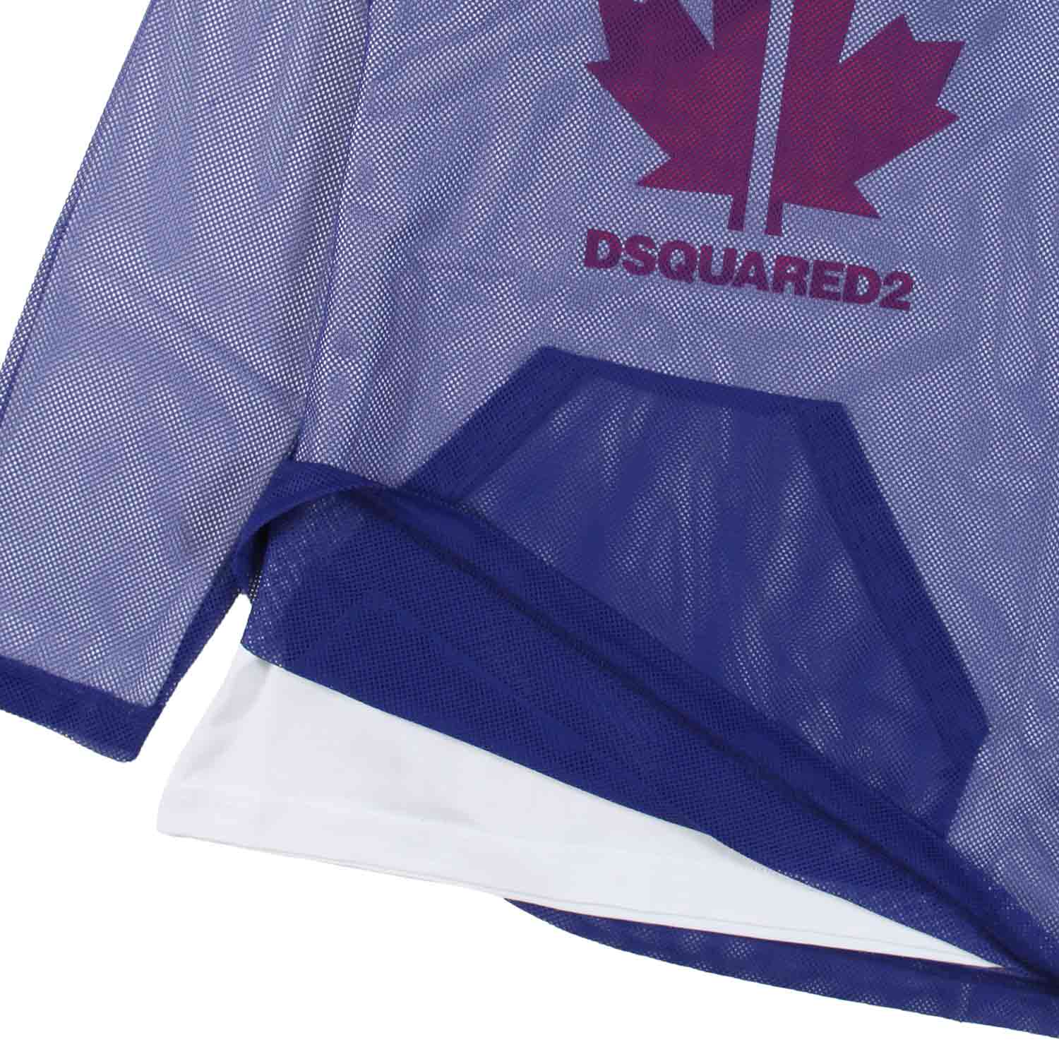 T-SHIRT BIANCA CON RIVESTIMENTO RETE BLU - annameglio.com abbigliamento moda