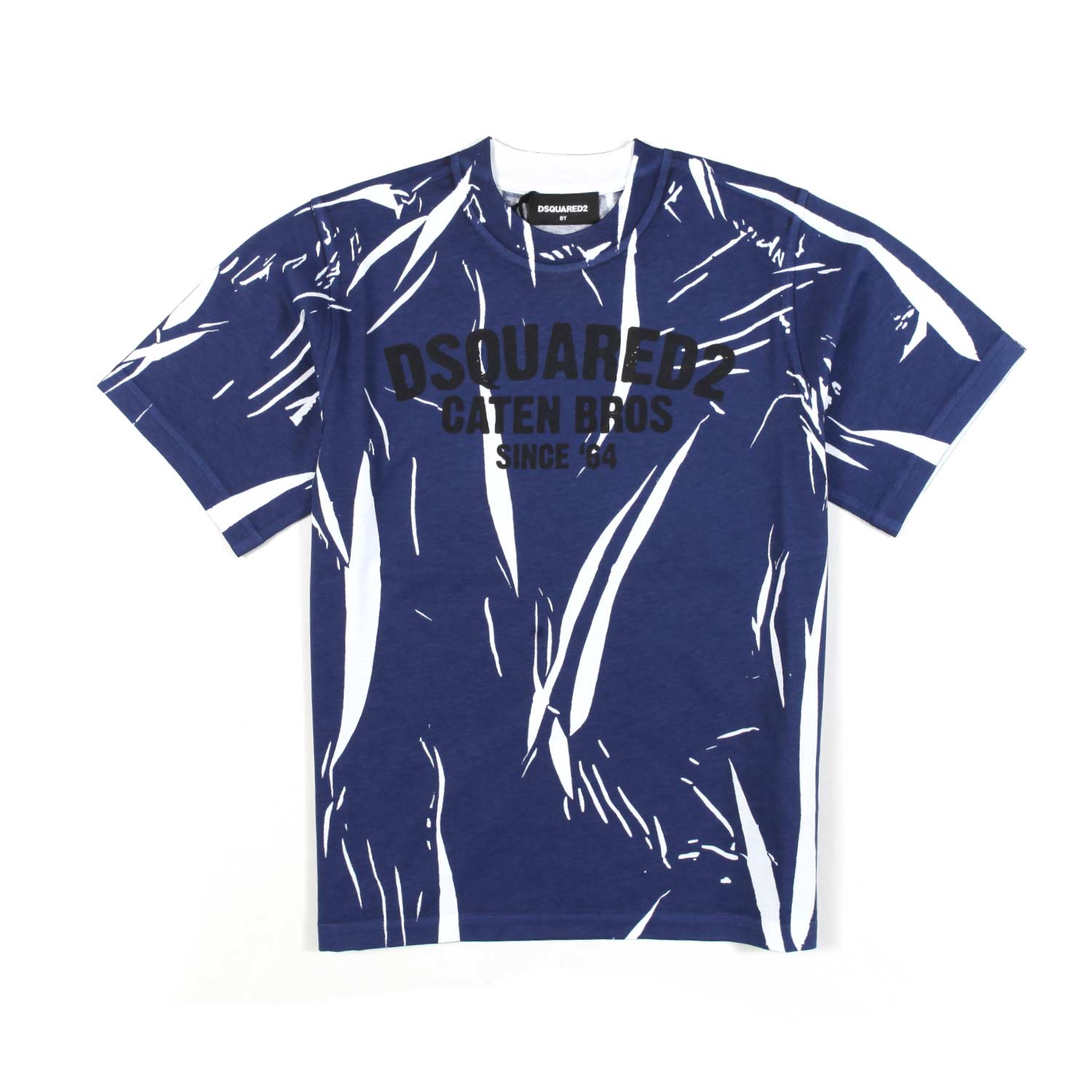 T-SHIRT UNISEX BLU E BIANCA CON LOGO NERO - annameglio.com abbigliamento moda