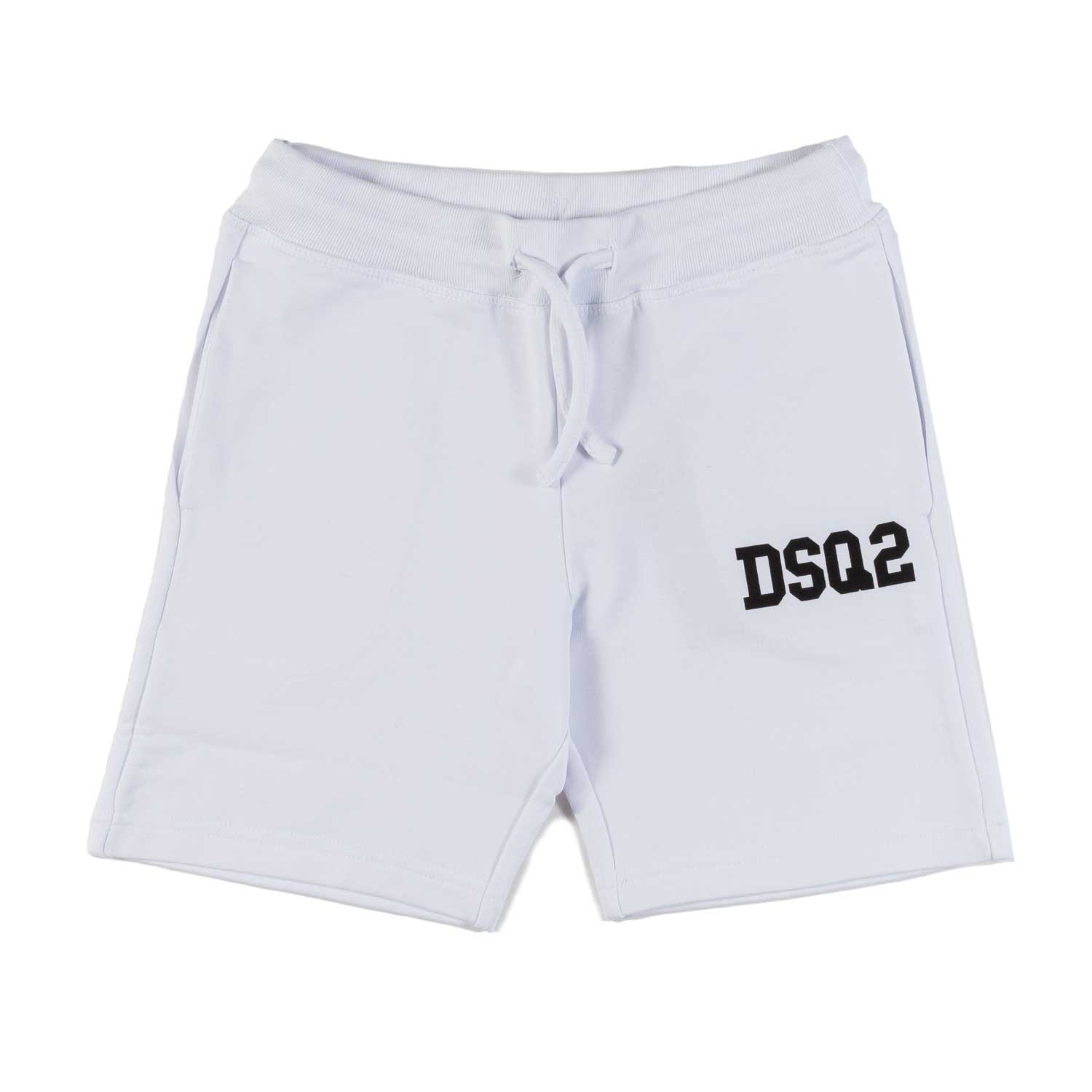 SHORTS IN FELPA BIANCO CON LOGO DSQ2 NERO - annameglio.com abbigliamento moda