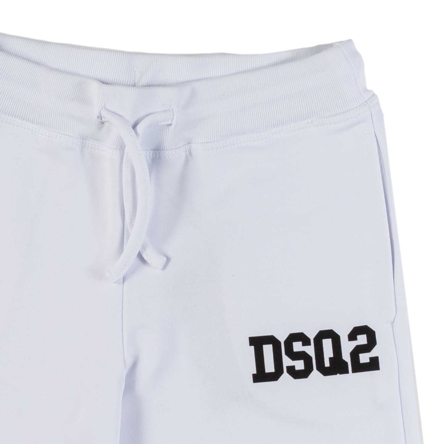 SHORTS IN FELPA BIANCO CON LOGO DSQ2 NERO - annameglio.com abbigliamento moda