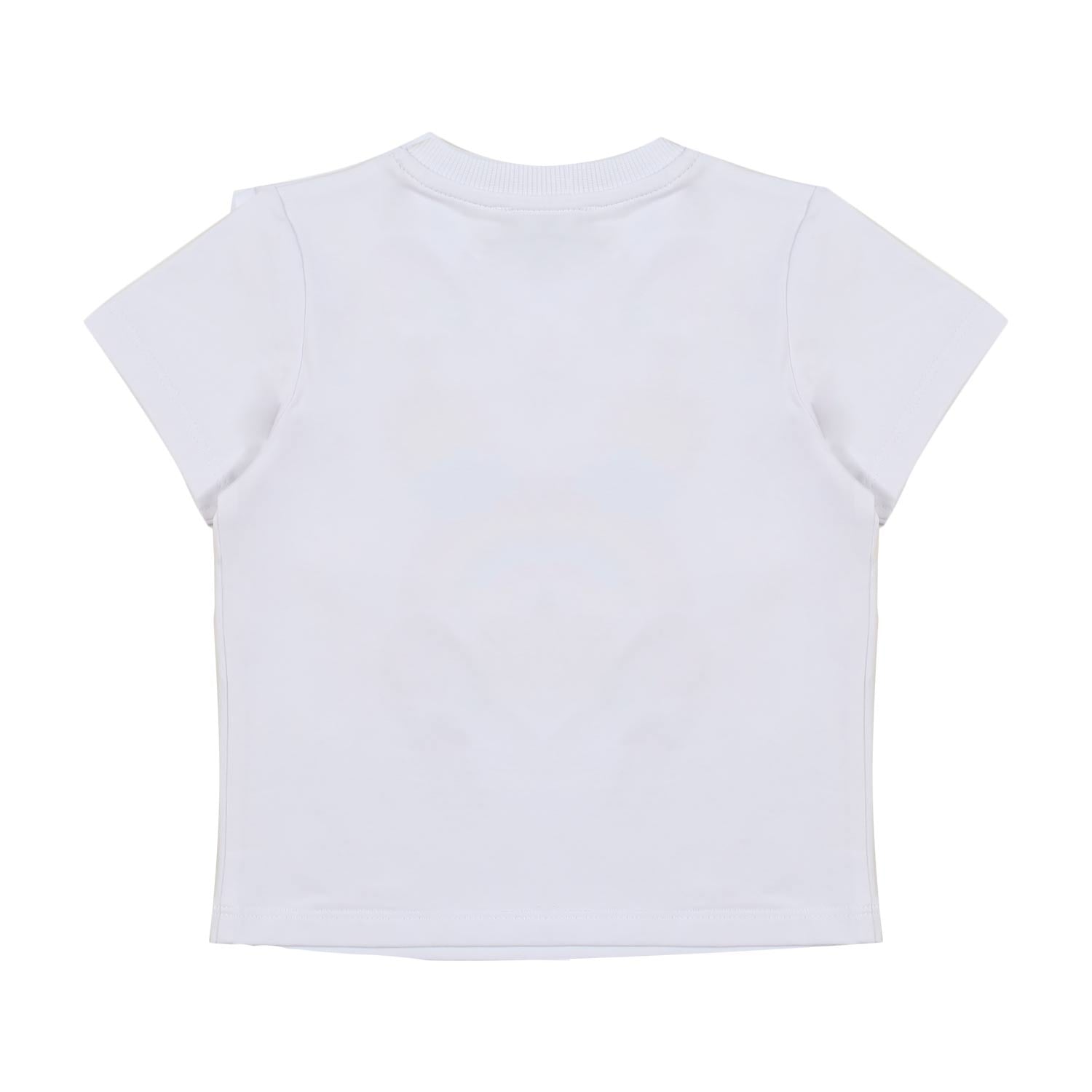 T-SHIRT BIANCA CON STAMPA MULTICOLOR BIMBO E BIMBA - annameglio.com abbigliamento moda