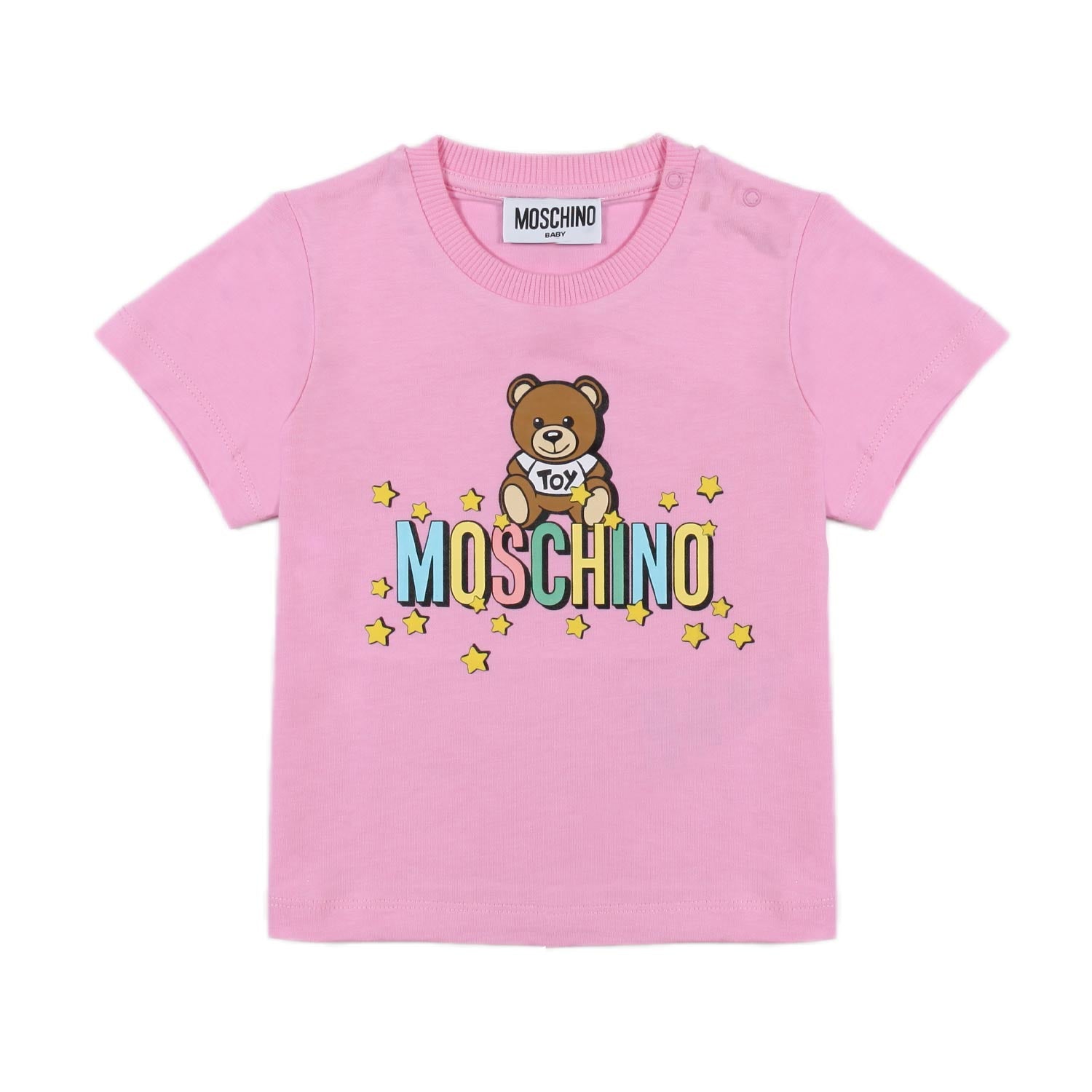 T-SHIRT TEDDY BEAR ROSA CON LOGO MULTICOLOR BIMBA - annameglio.com abbigliamento moda