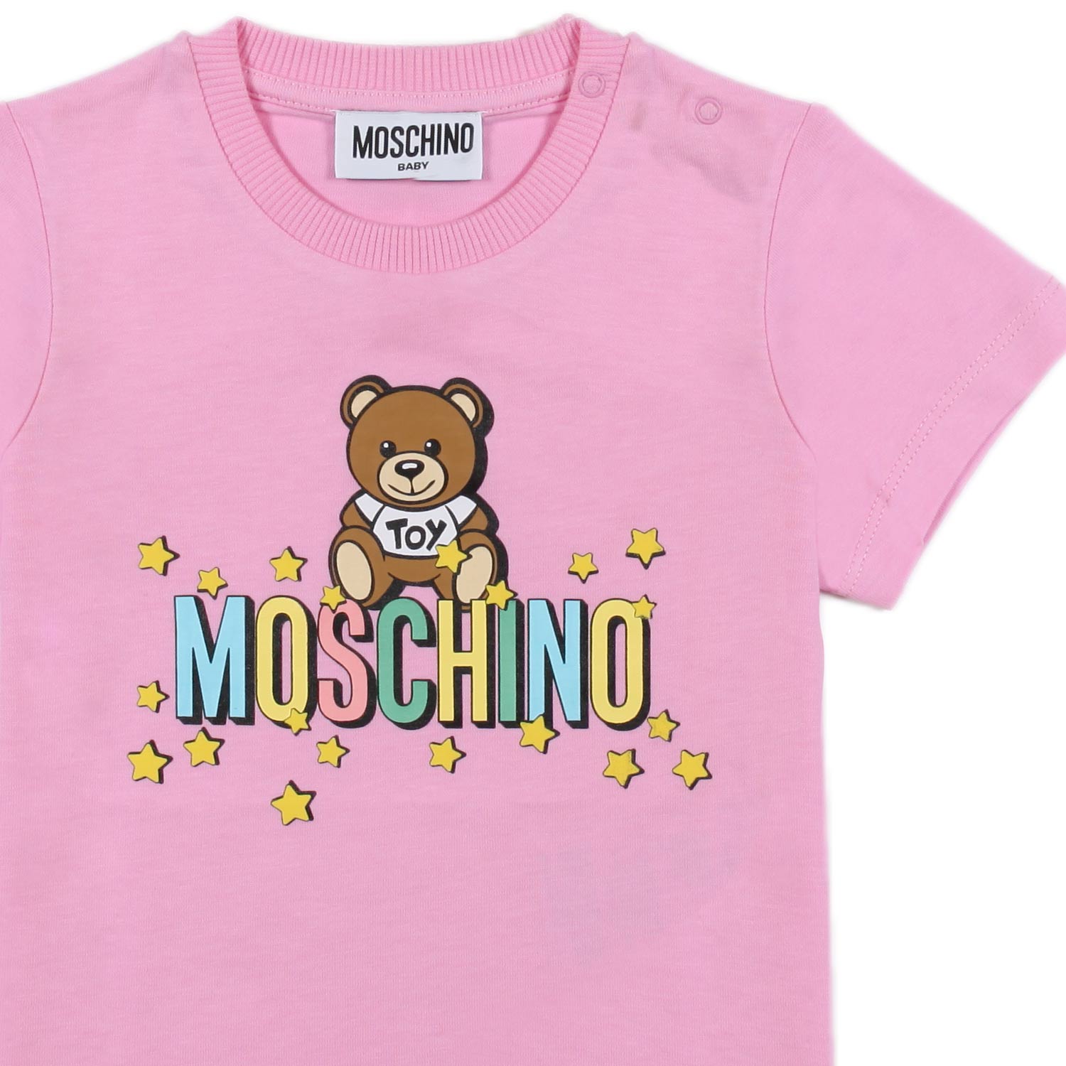 T-SHIRT TEDDY BEAR ROSA CON LOGO MULTICOLOR BIMBA - annameglio.com abbigliamento moda