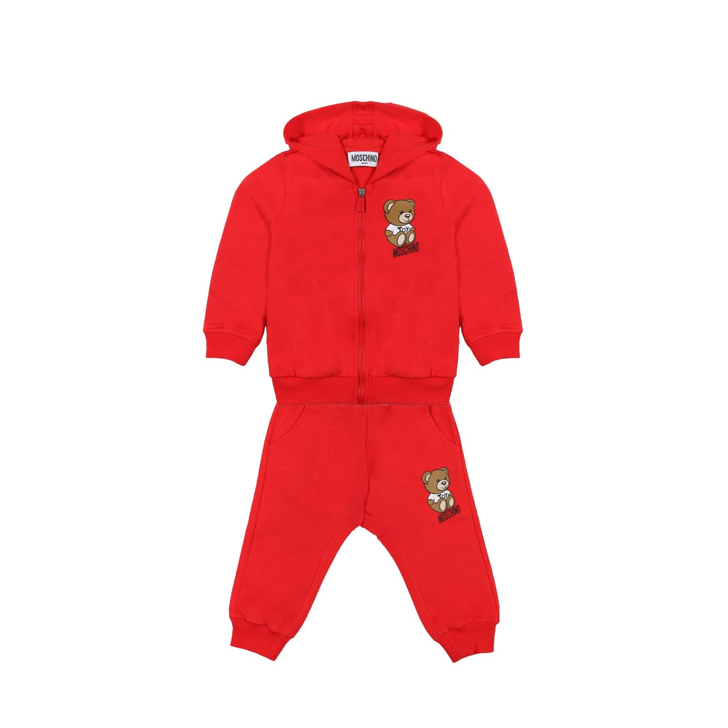 TUTA DUE PEZZI ROSSA CON TEDDY BEAR BIMBO E BIMBA - annameglio.com abbigliamento moda